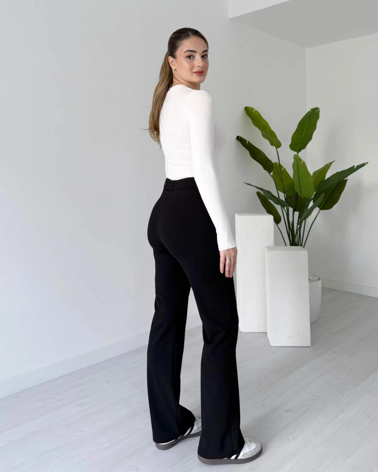 Yüksek Bel Çimalı Kumaş Pantolon