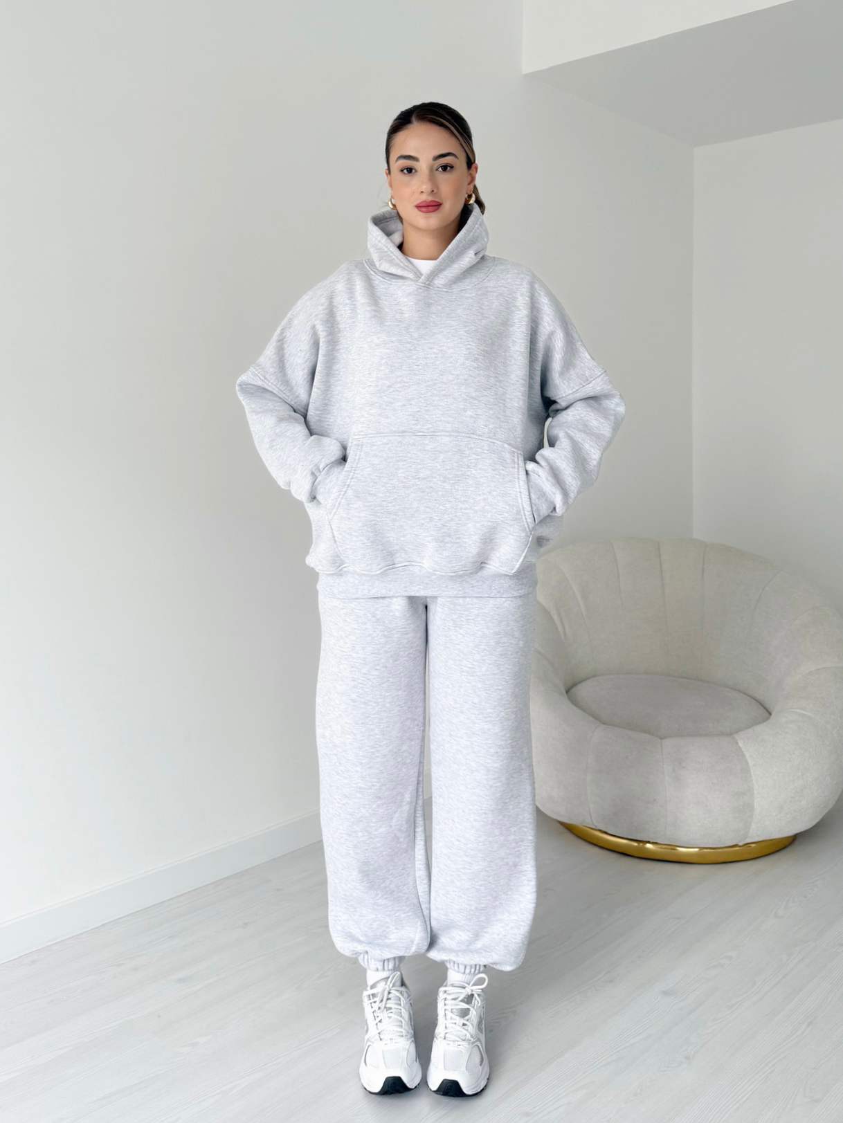 Üç İplik İçi Polarlı Oversize Eşofman Takımı