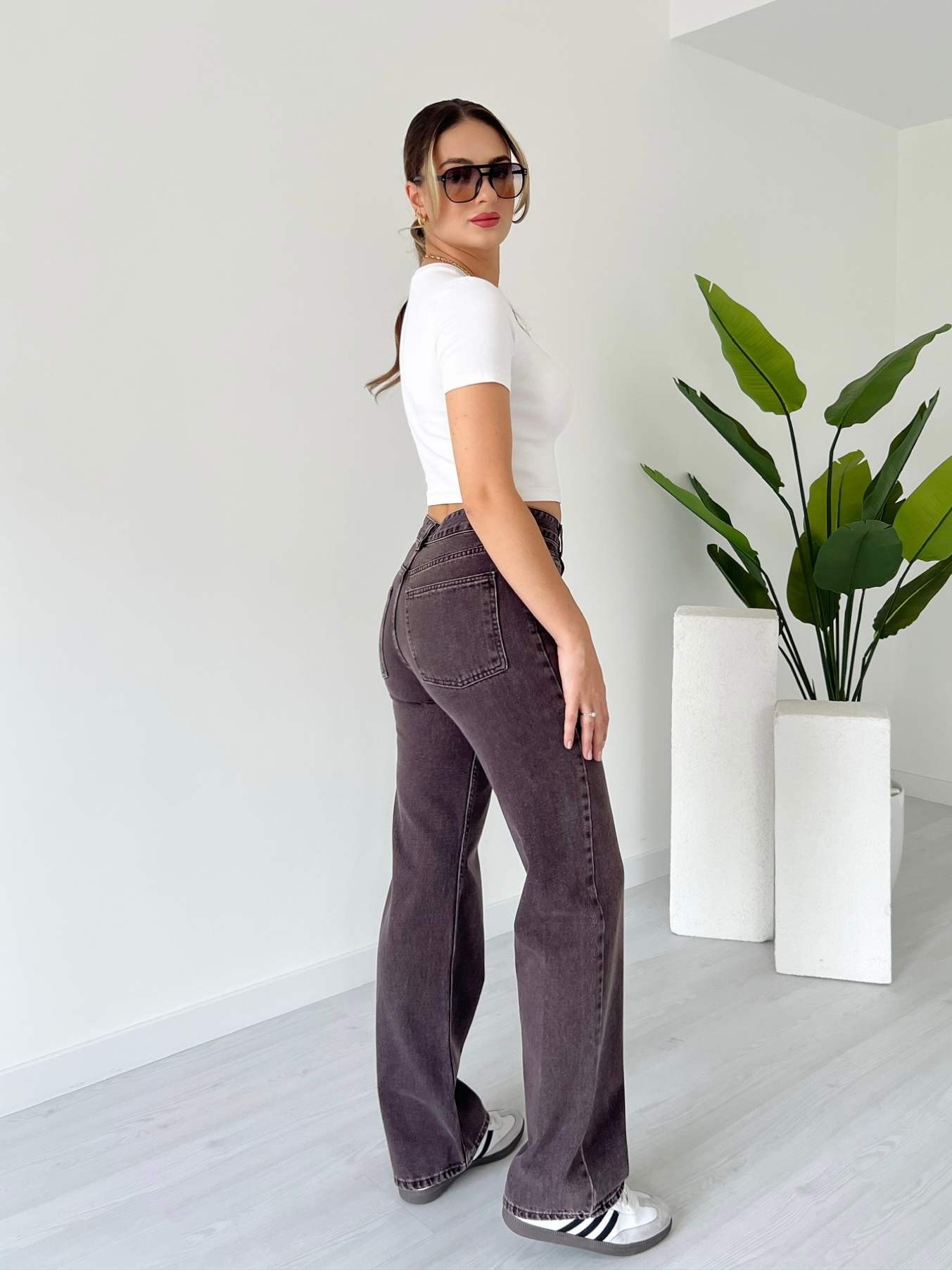 Wide Leg Jean - Kahve