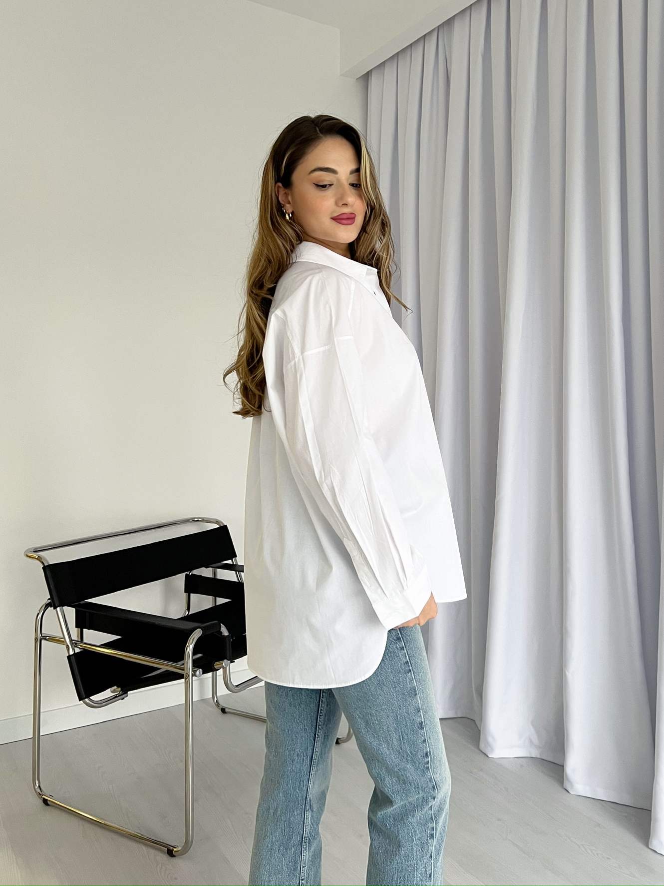 Oversize Arkası Uzun Basic Poplin Gömlek