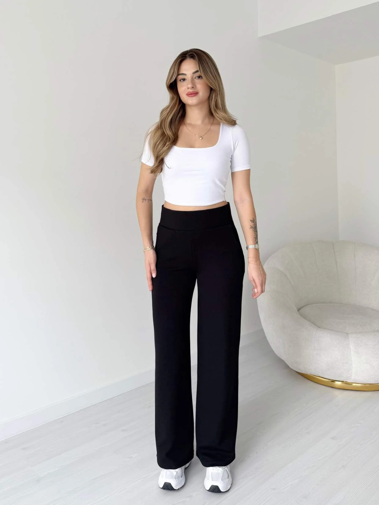 Korse Detaylı Likralı Palazzo Pantolon