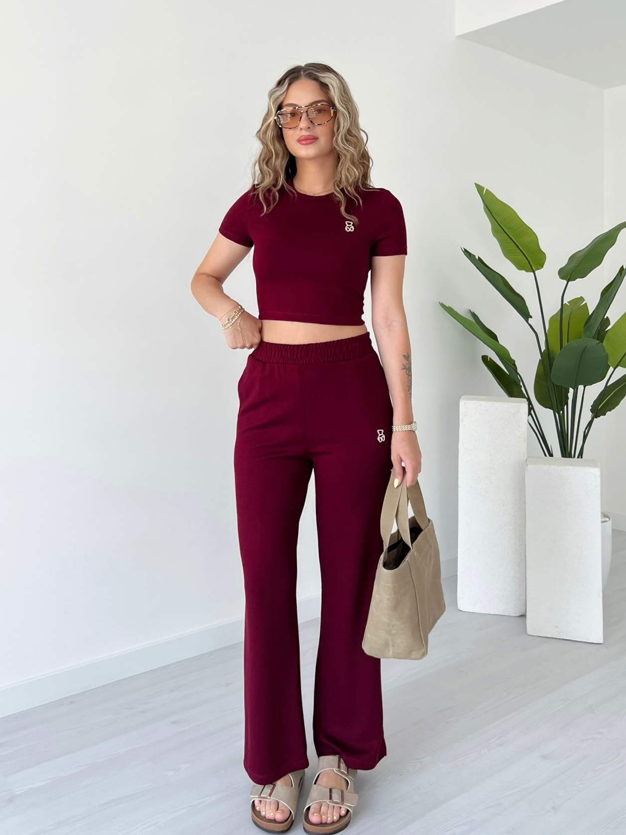 Ayıcık Detaylı Modal Takım - Bordo