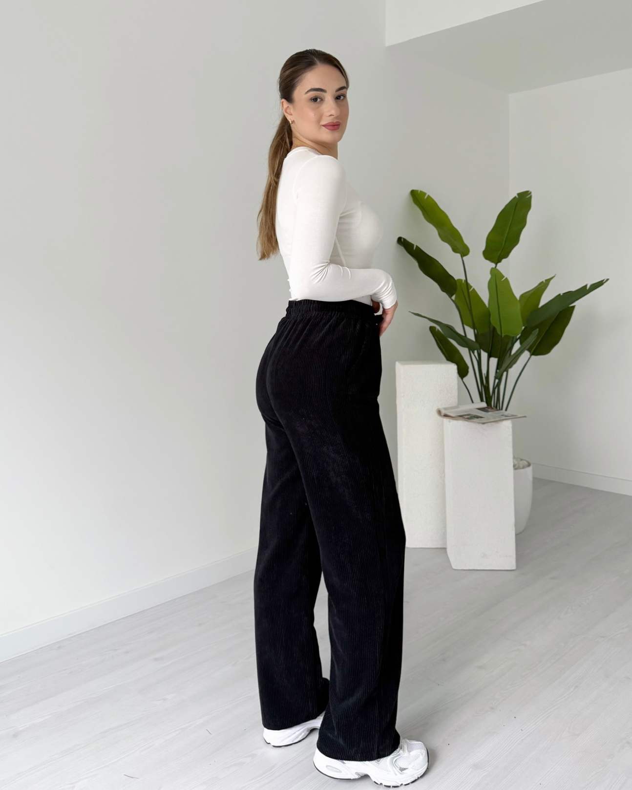 Fitilli Palazzo Kadife Pantolon