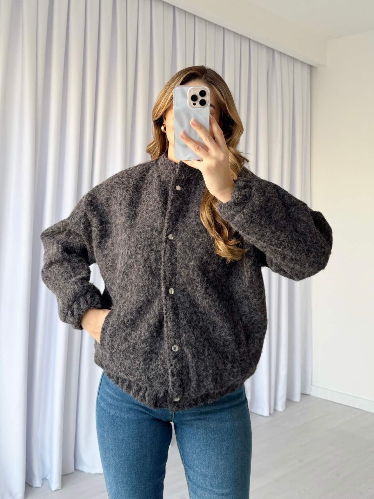 Kırçıllı Keçe Bomber Ceket