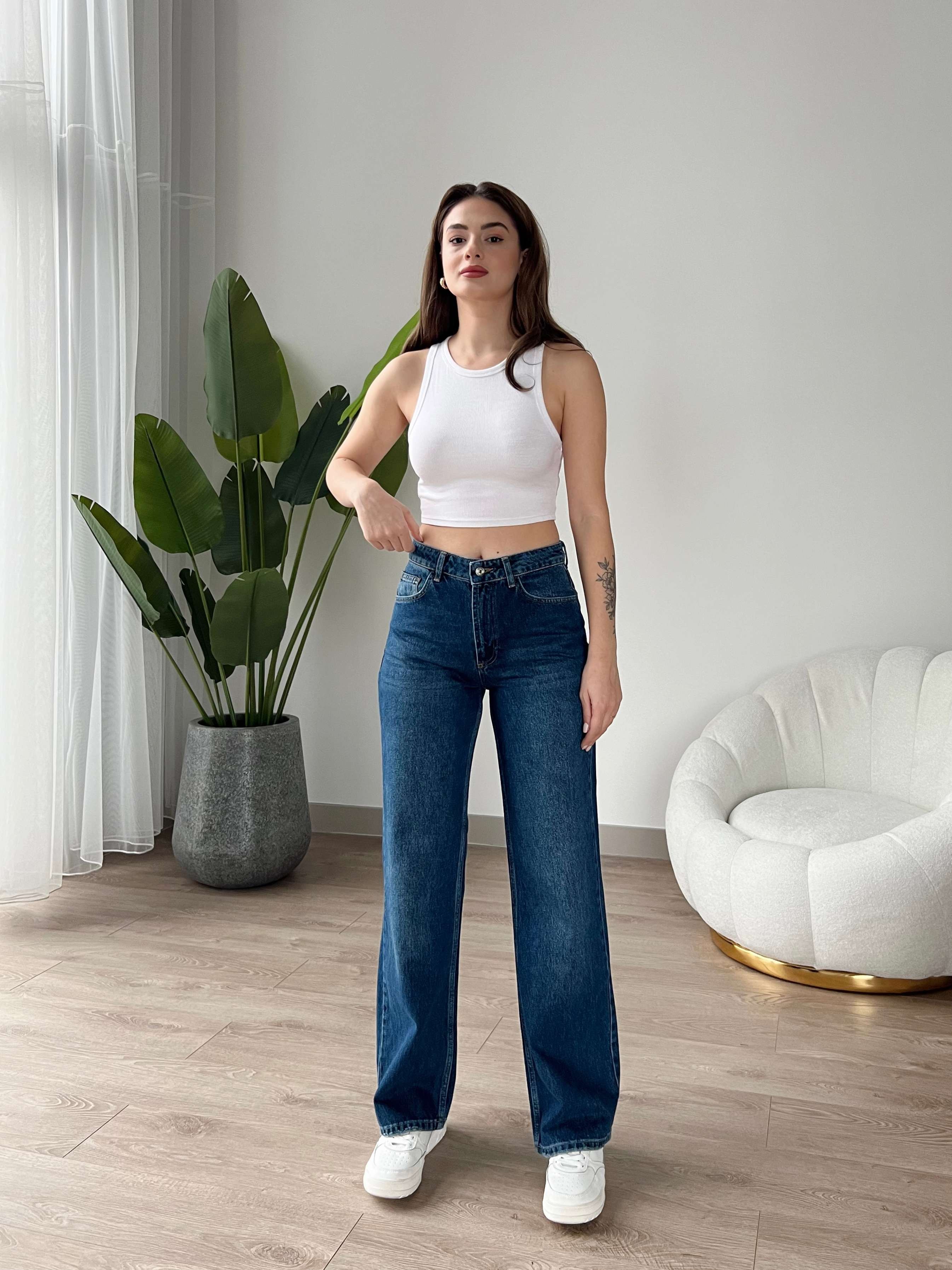 Koyu Mavi Wide Leg Jean