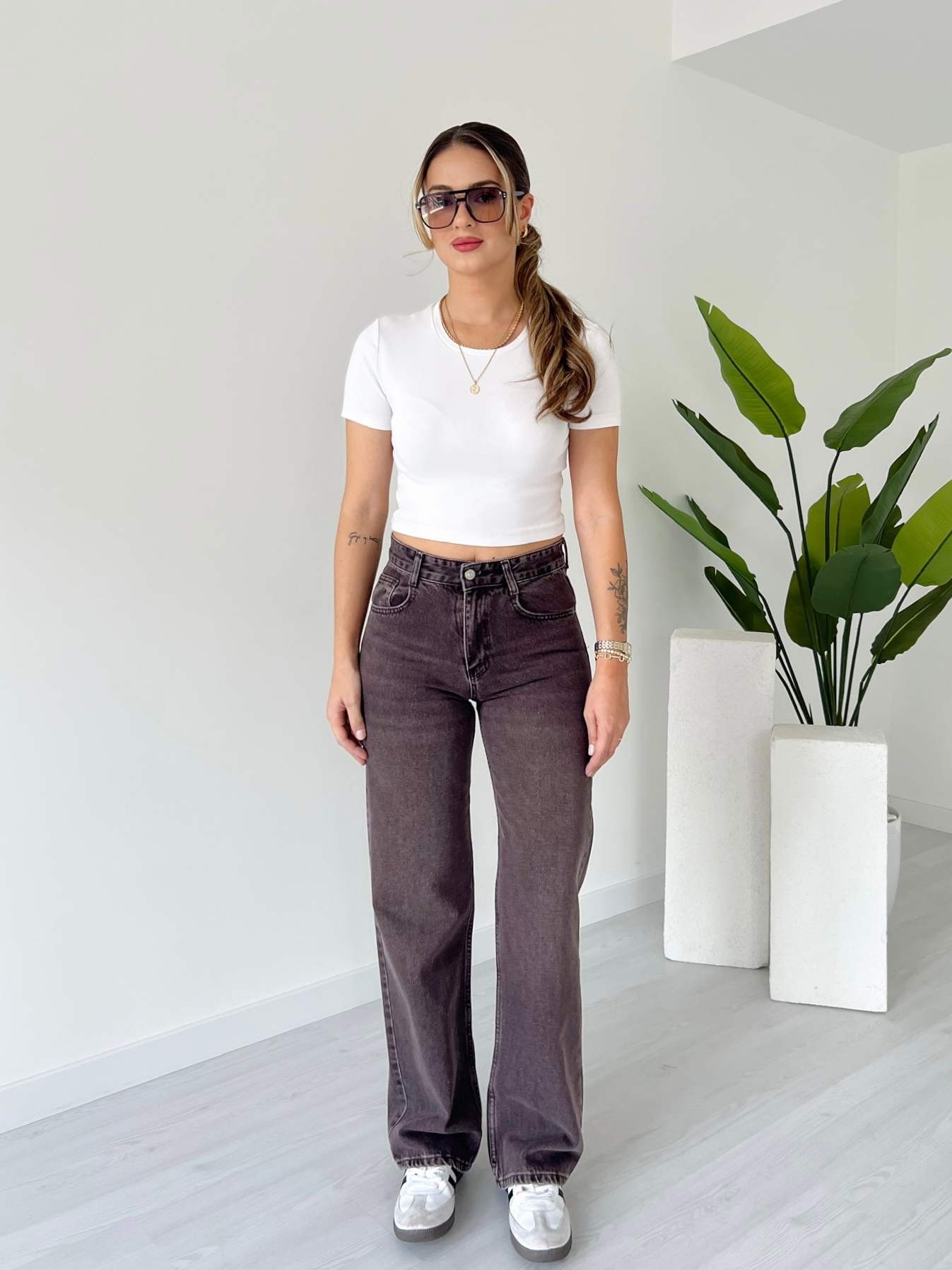 Wide Leg Jean - Kahve