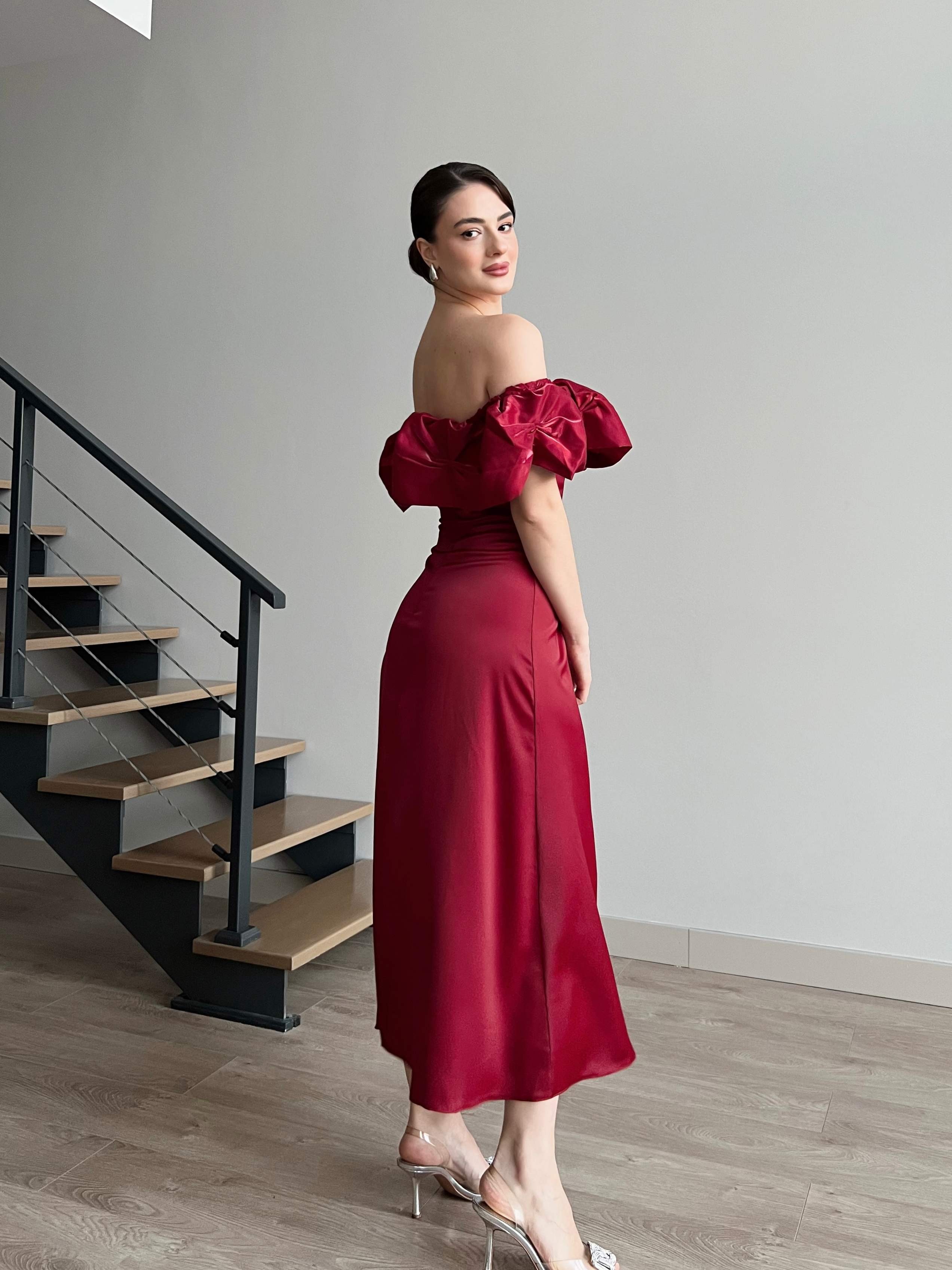 STONES Midi Elbise - Bordo