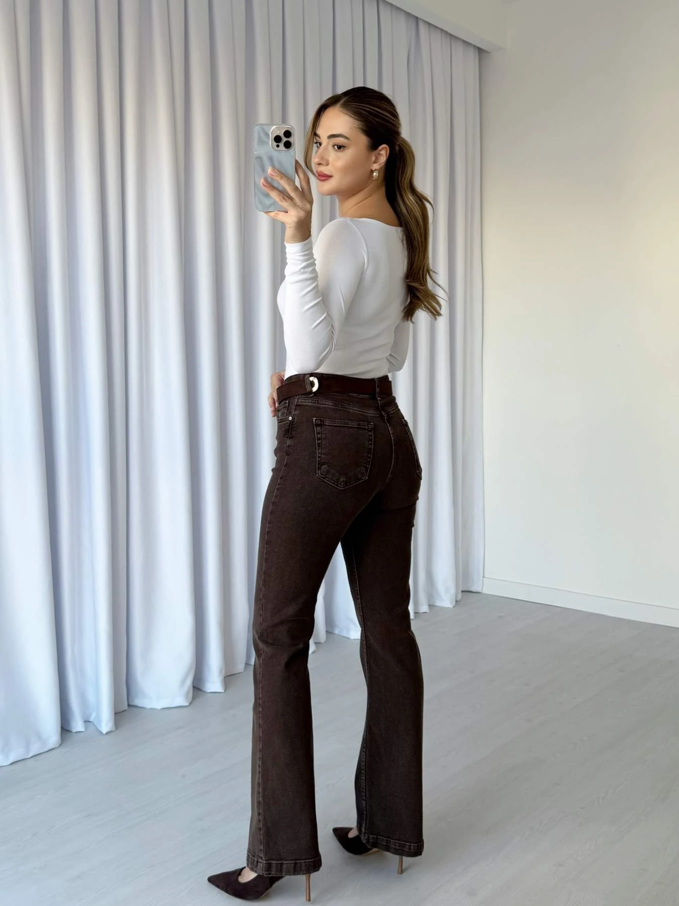 Likralı İspanyol Paça Jean