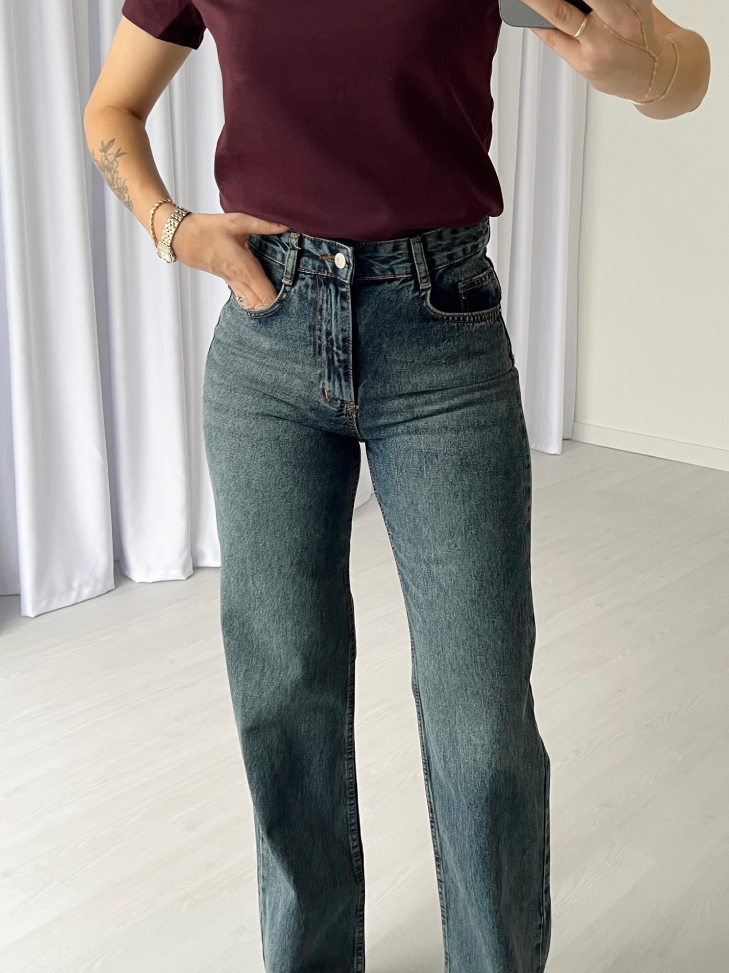 Yıkamalı Wide Leg Jean