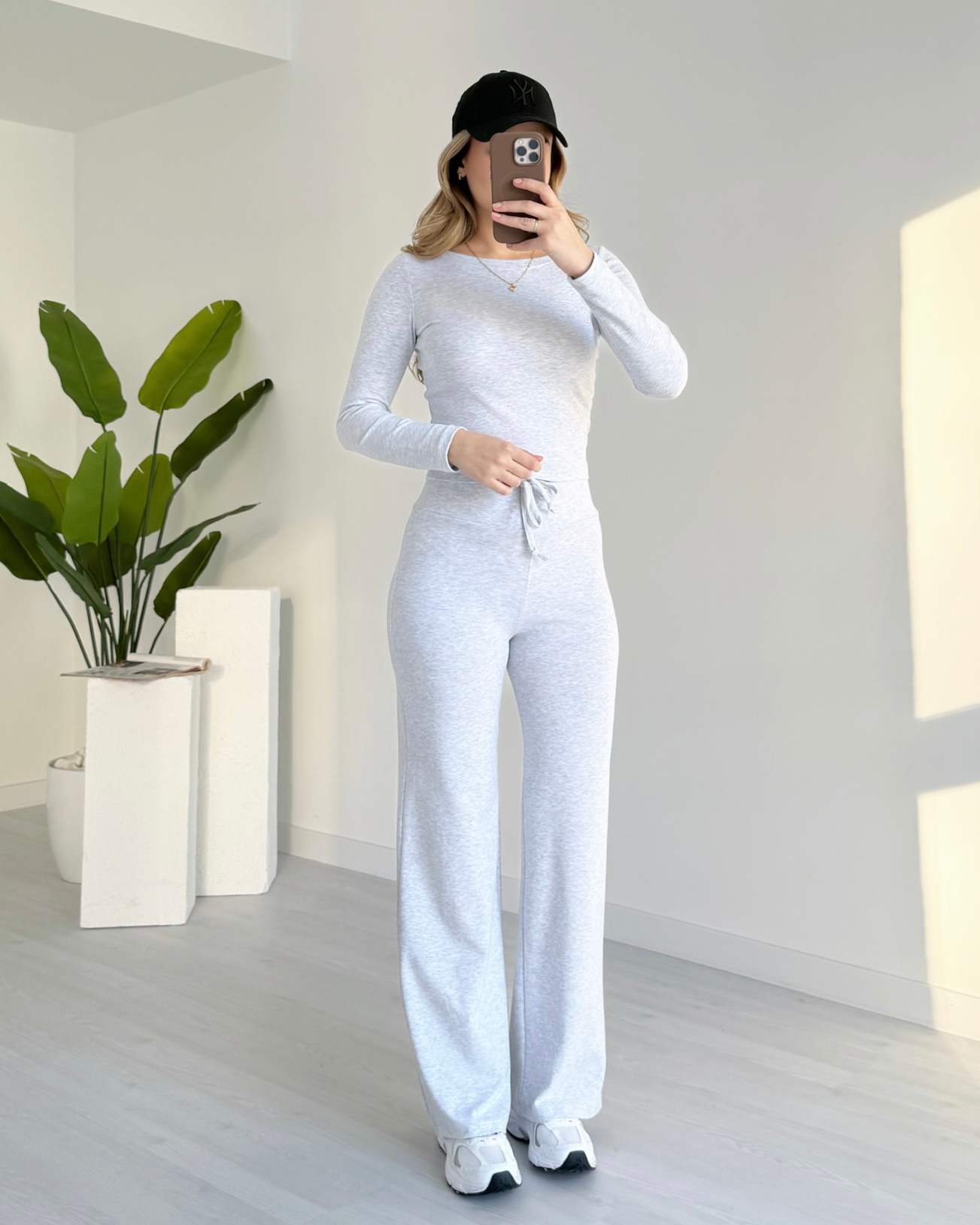 Uzun Kollu İkili Penye Takım - Gri