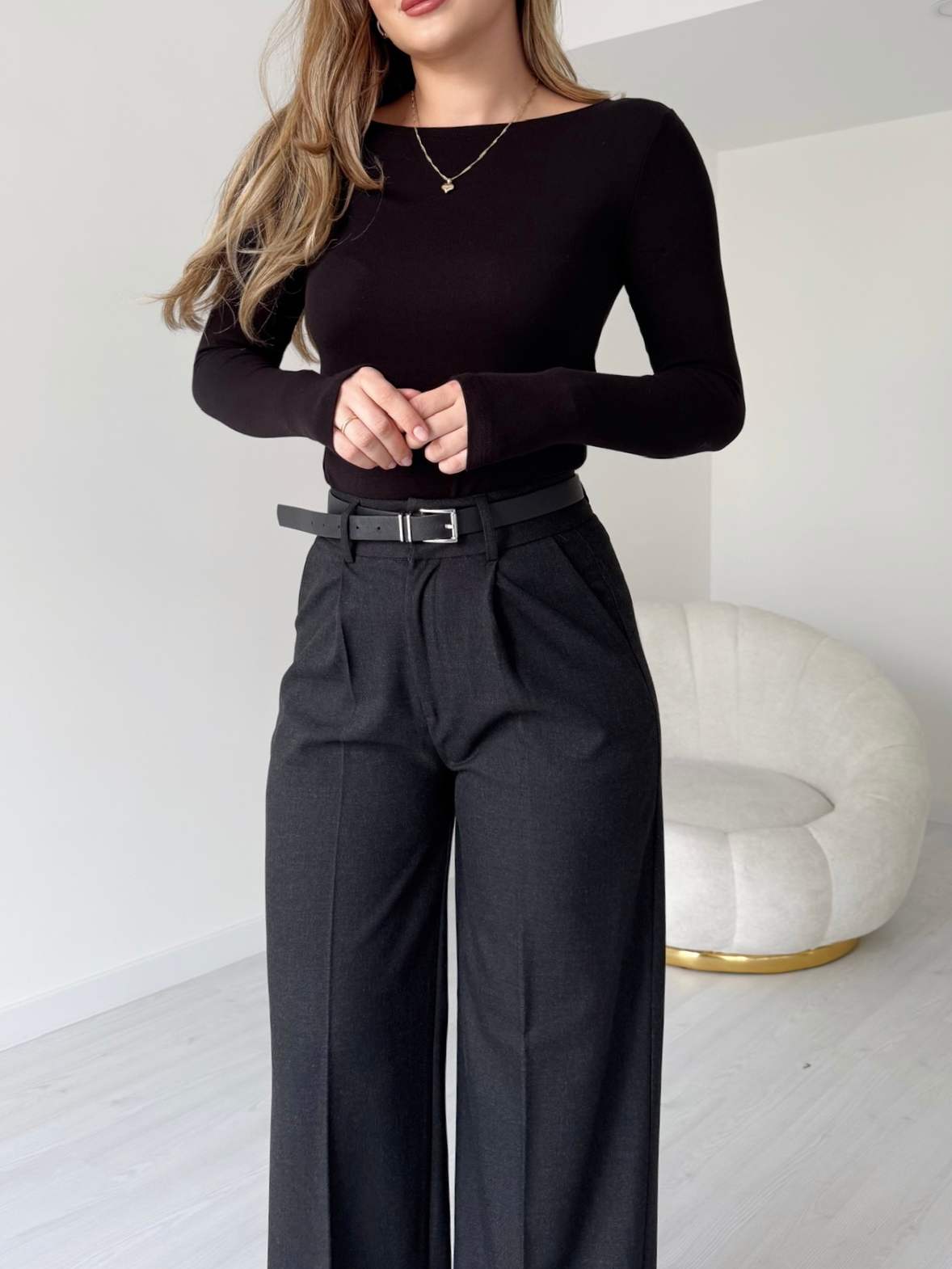 Yün Efekt Pilili Palazzo Pantolon