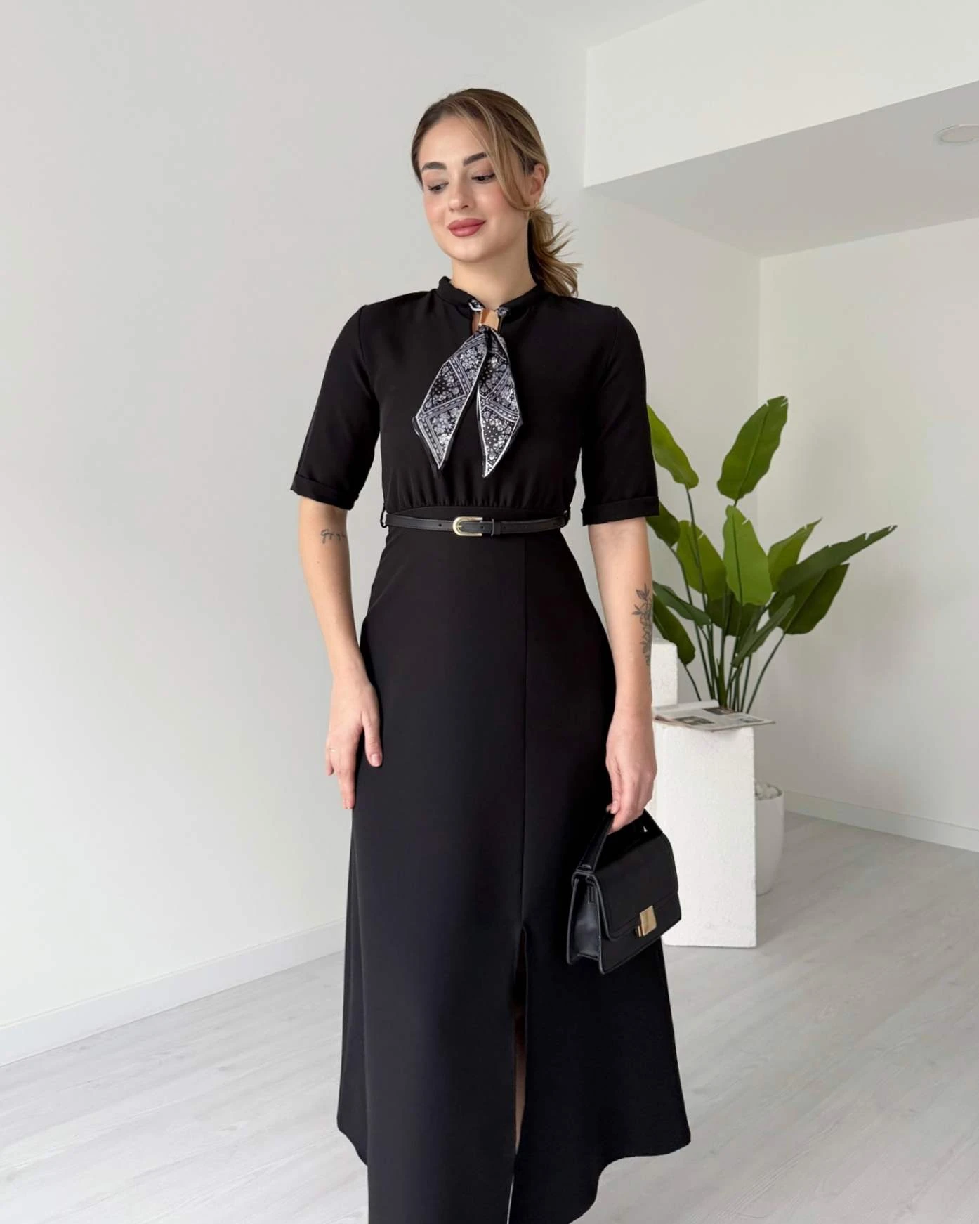 Fular Detaylı Midi Boy MAURO Elbise