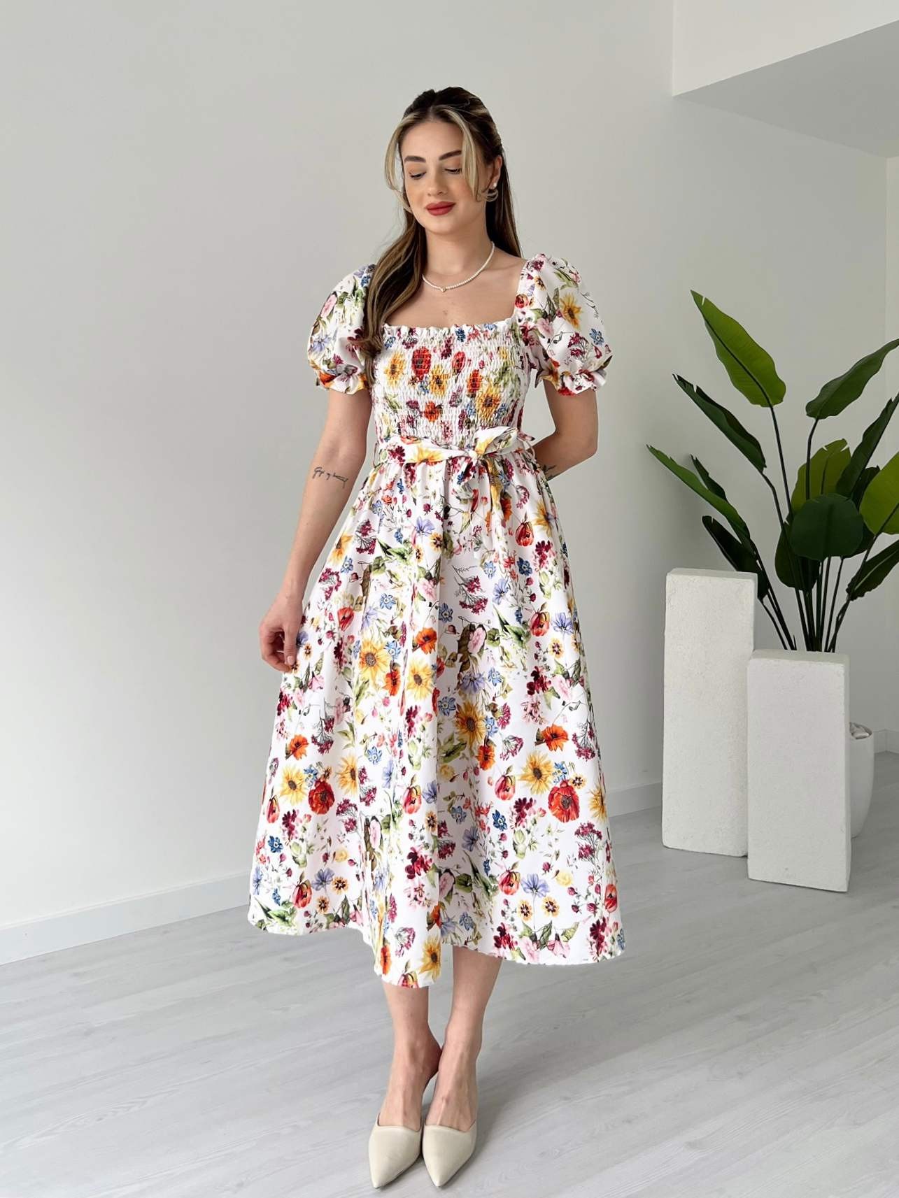 Göğüs Gipeli FLORAL Elbise
