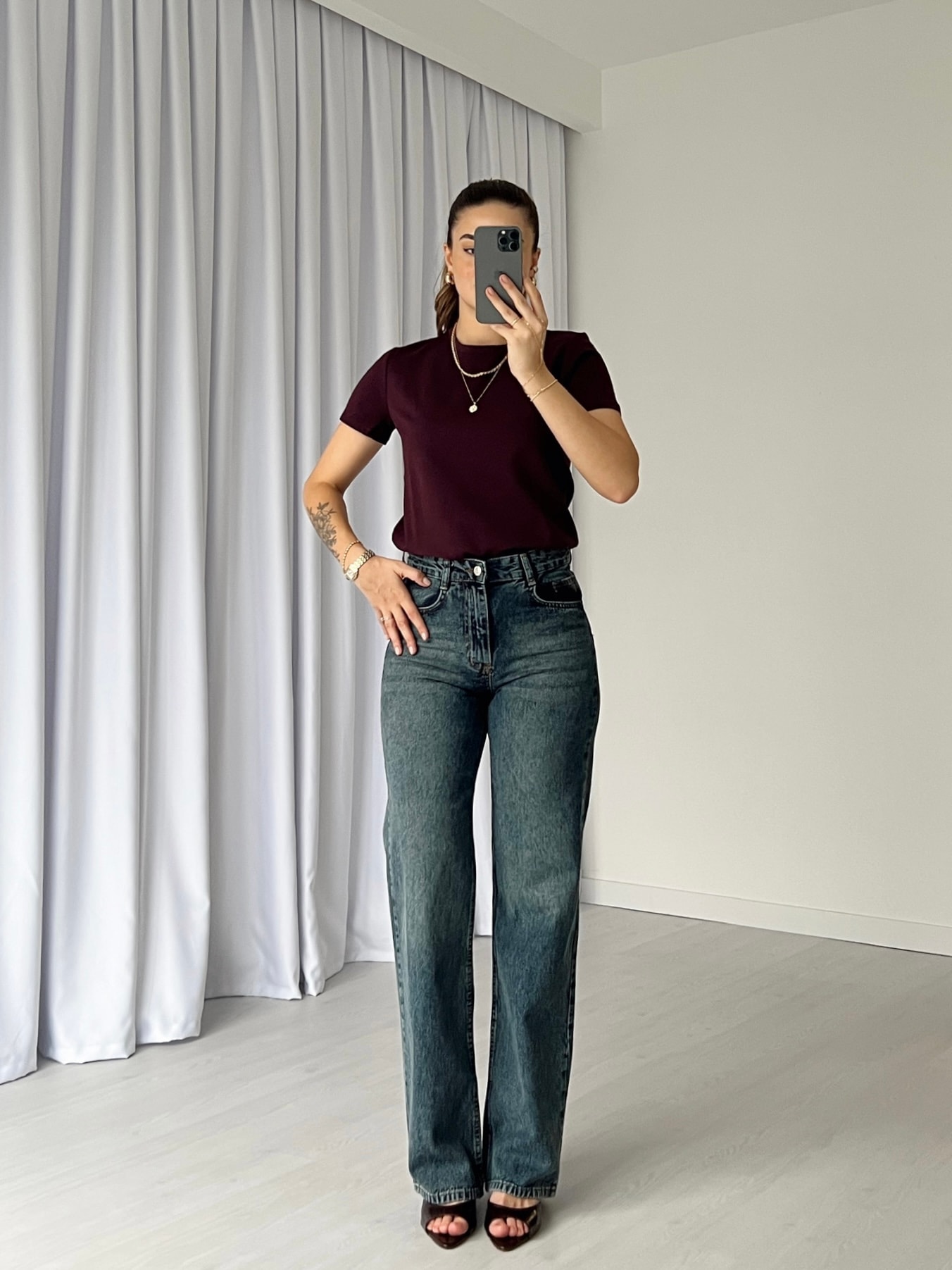 Yıkamalı Wide Leg Jean
