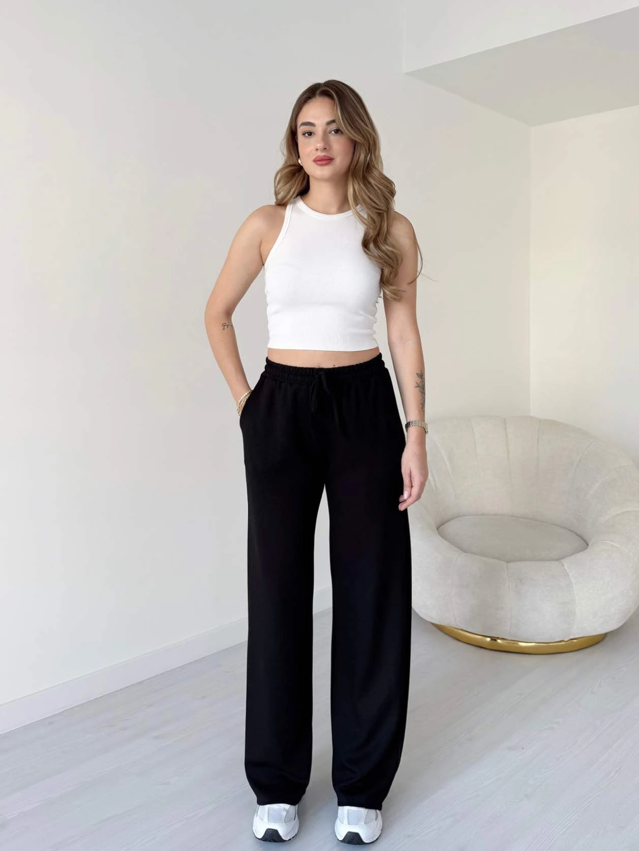 Beli Lastikli Modal Pantolon - Siyah