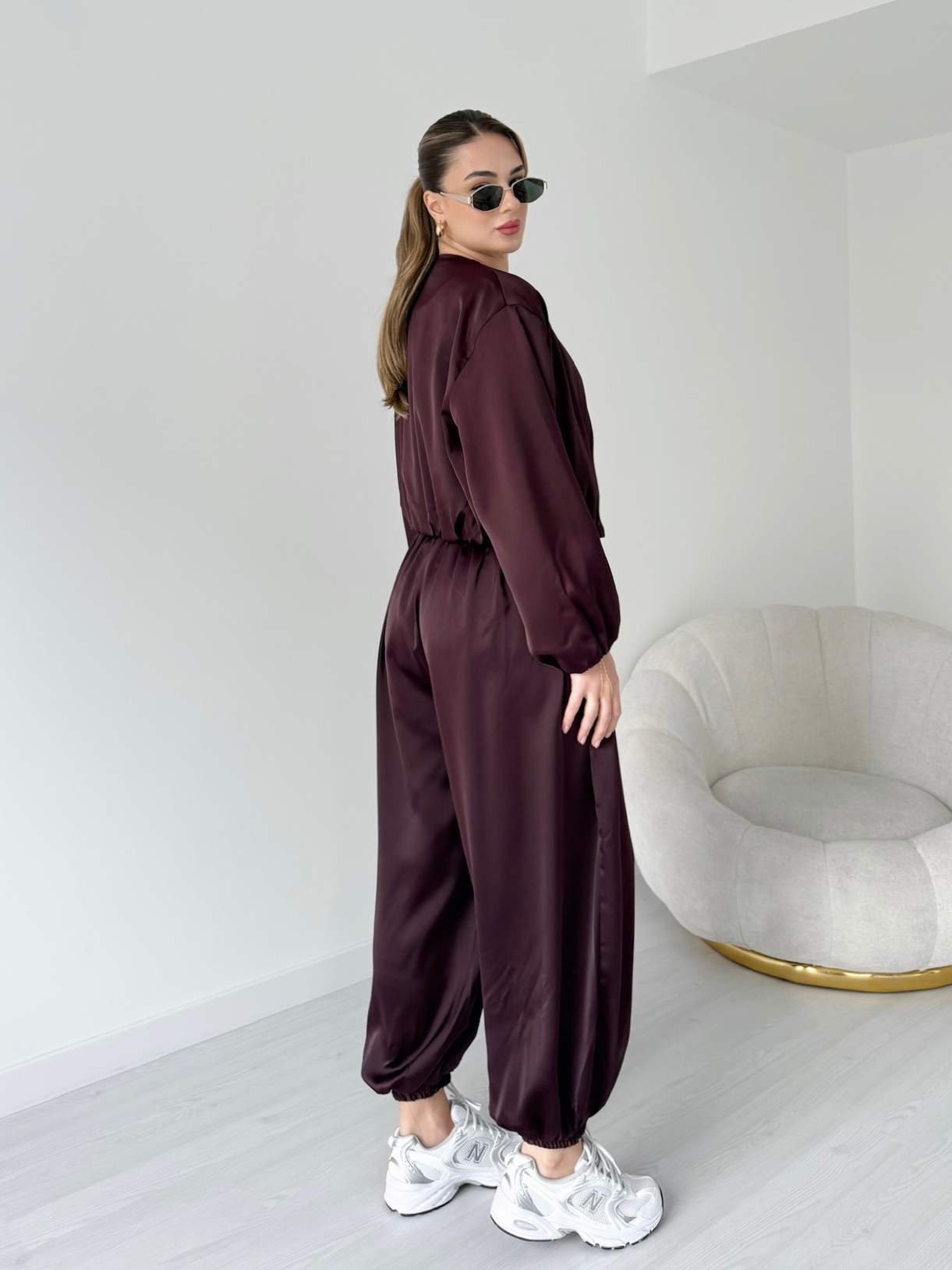 Saten Bomber-Şalvar İkili Takım