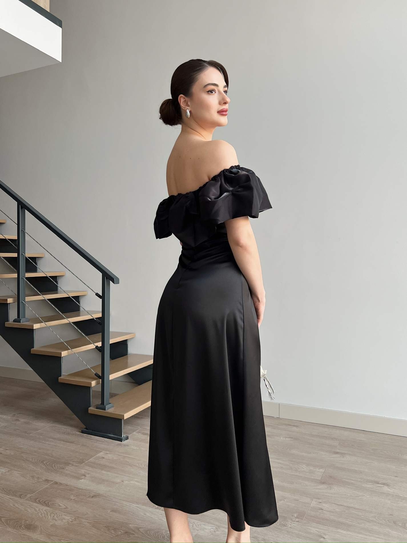 STONES Midi Elbise - Siyah