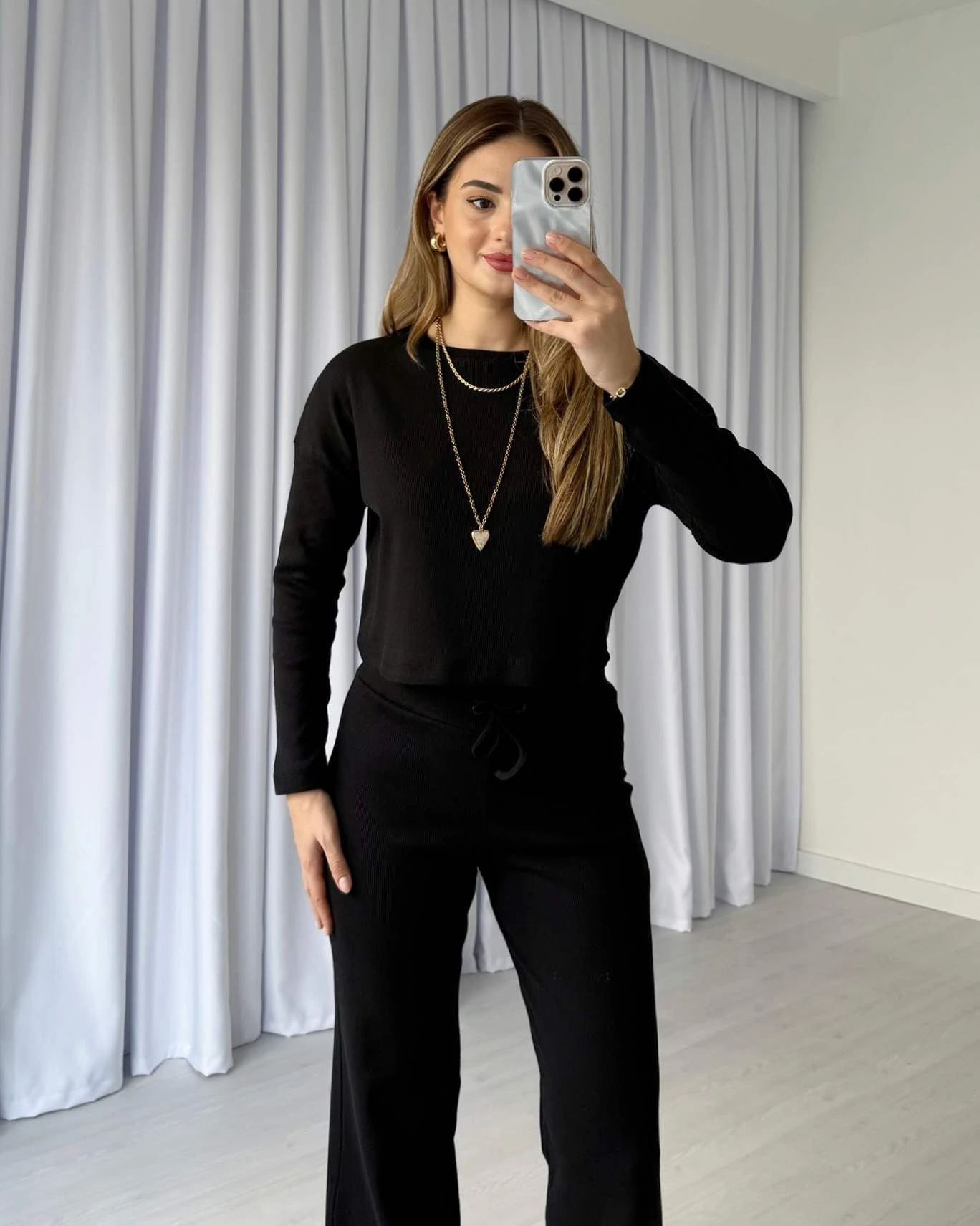 İspanyol Paça İkili Takım - Siyah