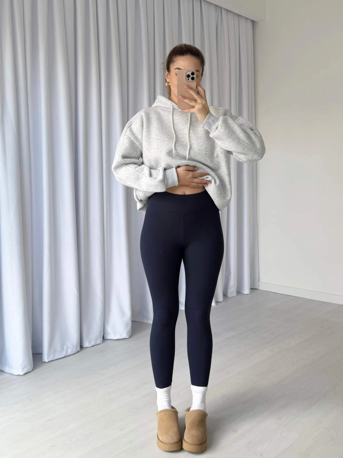 Şardonlu Yüksek Bel Fitilli Tayt - Lacivert