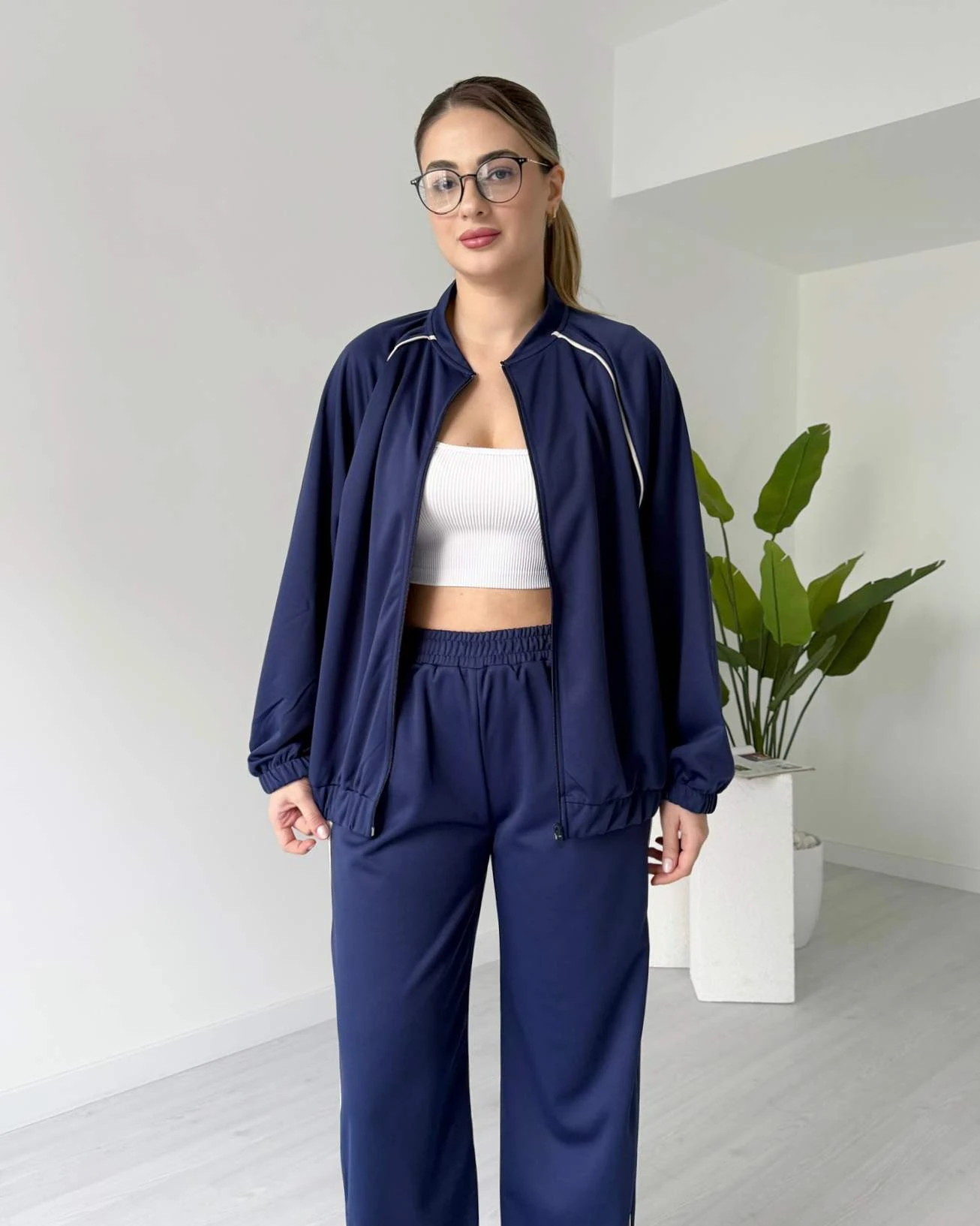 Şerit Detaylı Eşofman Takımı - Lacivert