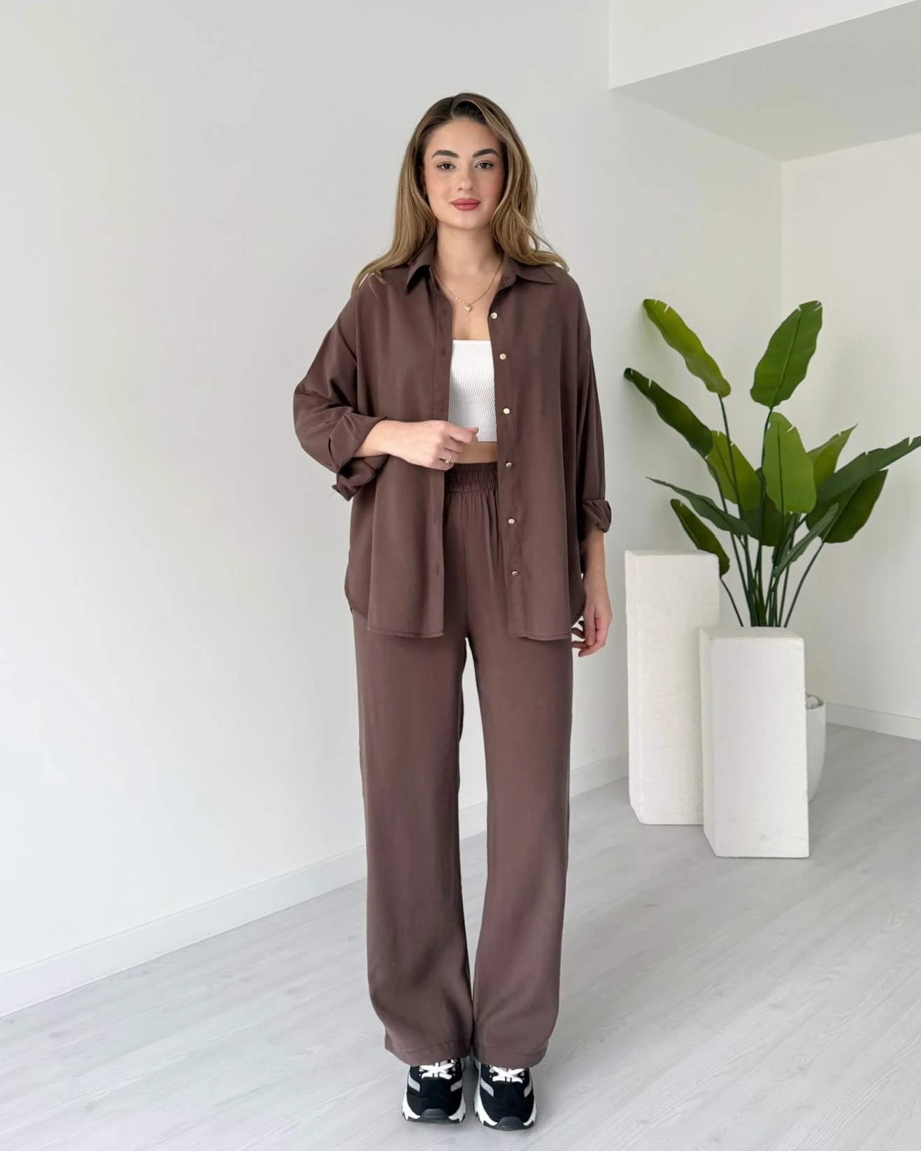 Tensel Kumaş Gömlek Pantolon Takım