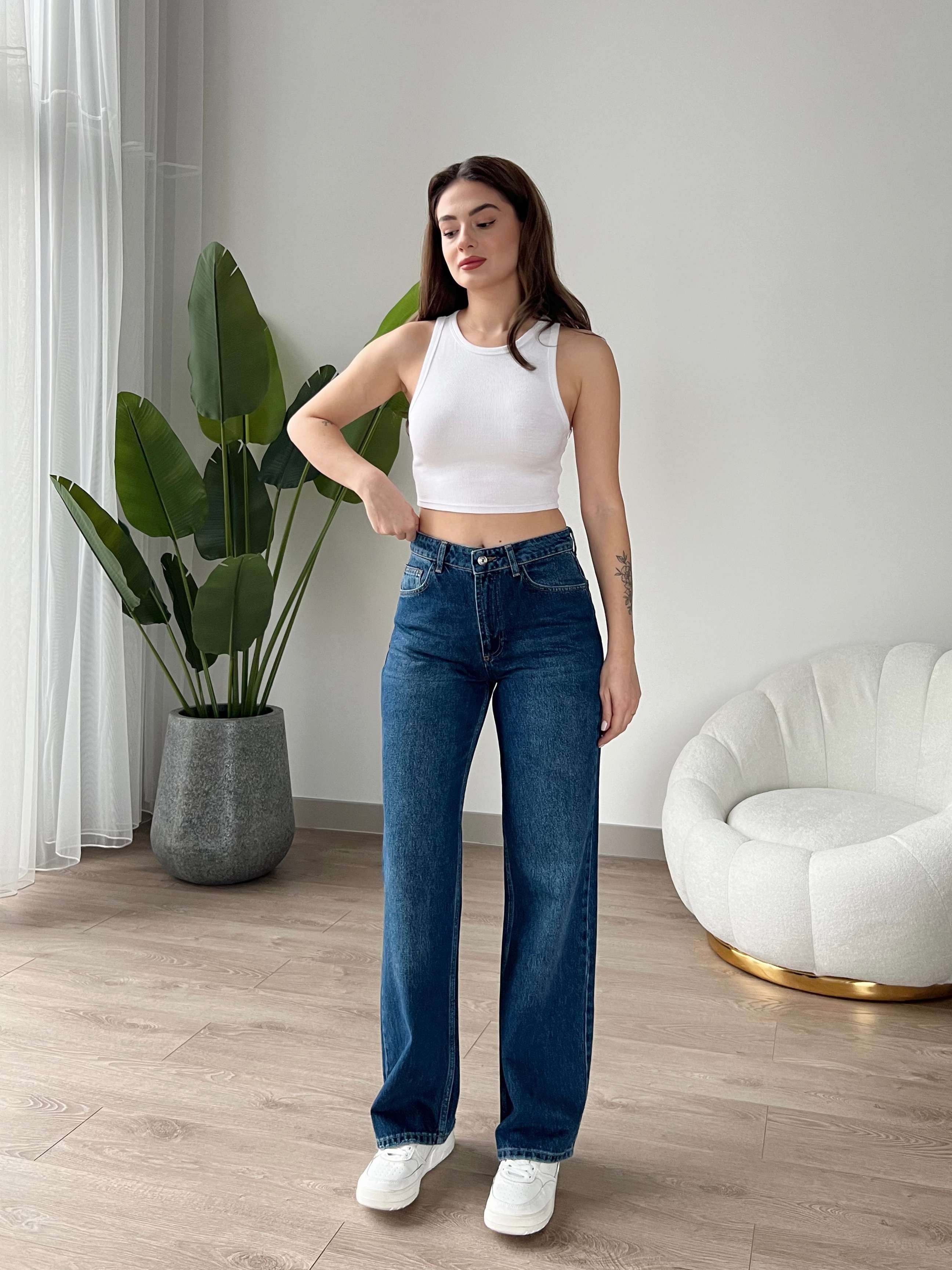 Koyu Mavi Wide Leg Jean