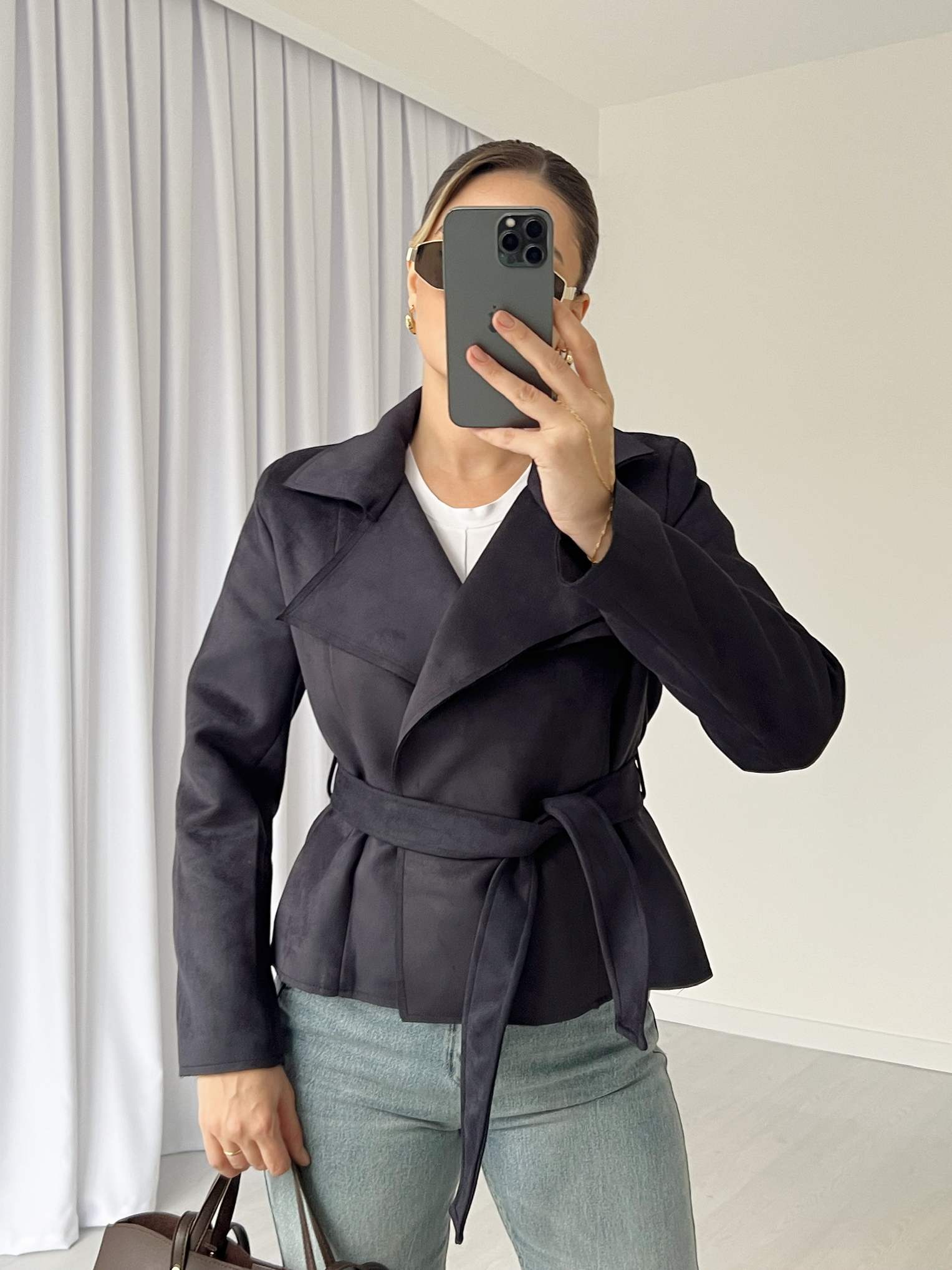 Vatkalı Kısa Nubuk Ceket