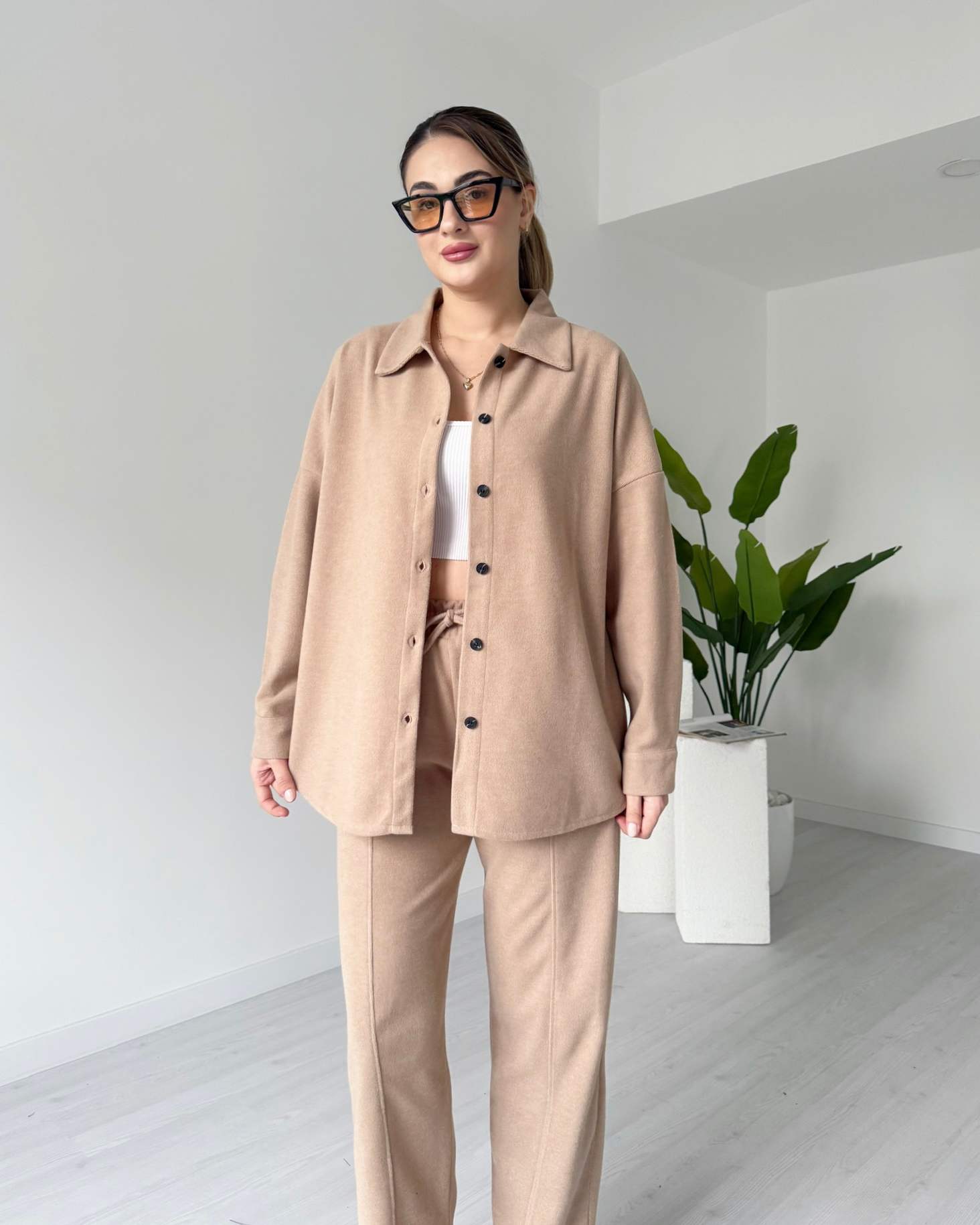 Kısa Paça Gömlekli Oversize Takım