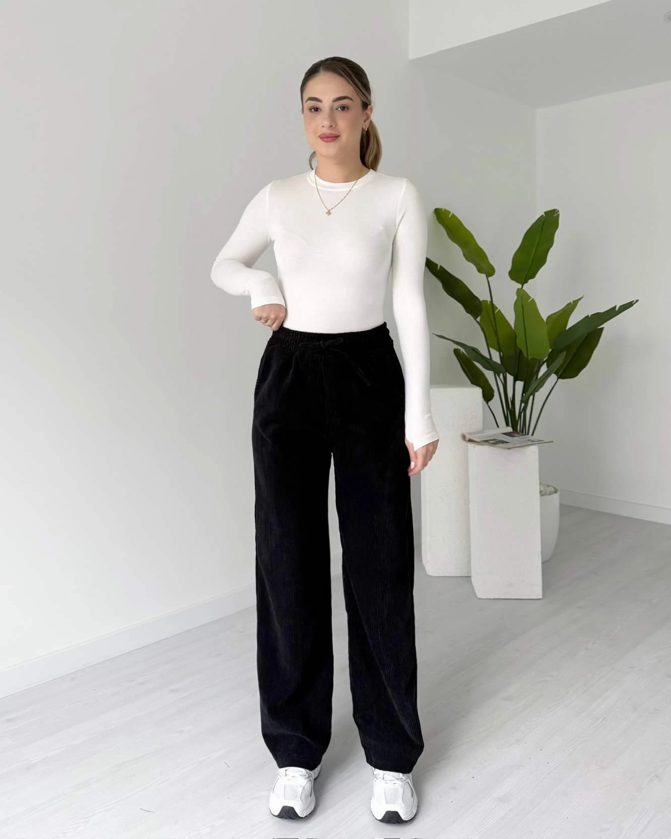 Fitilli Palazzo Kadife Pantolon