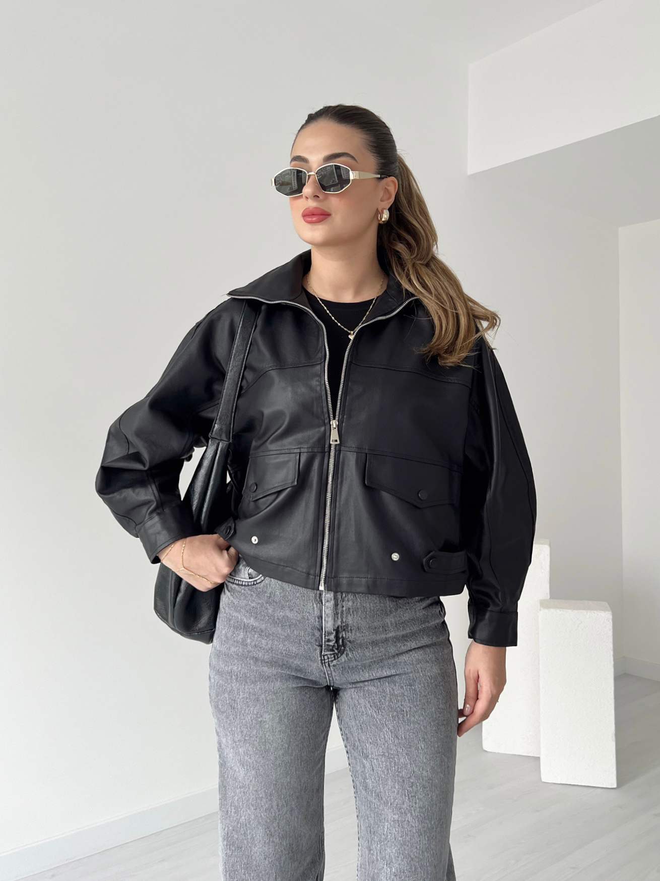 Oversize Mumlu Denim Ceket