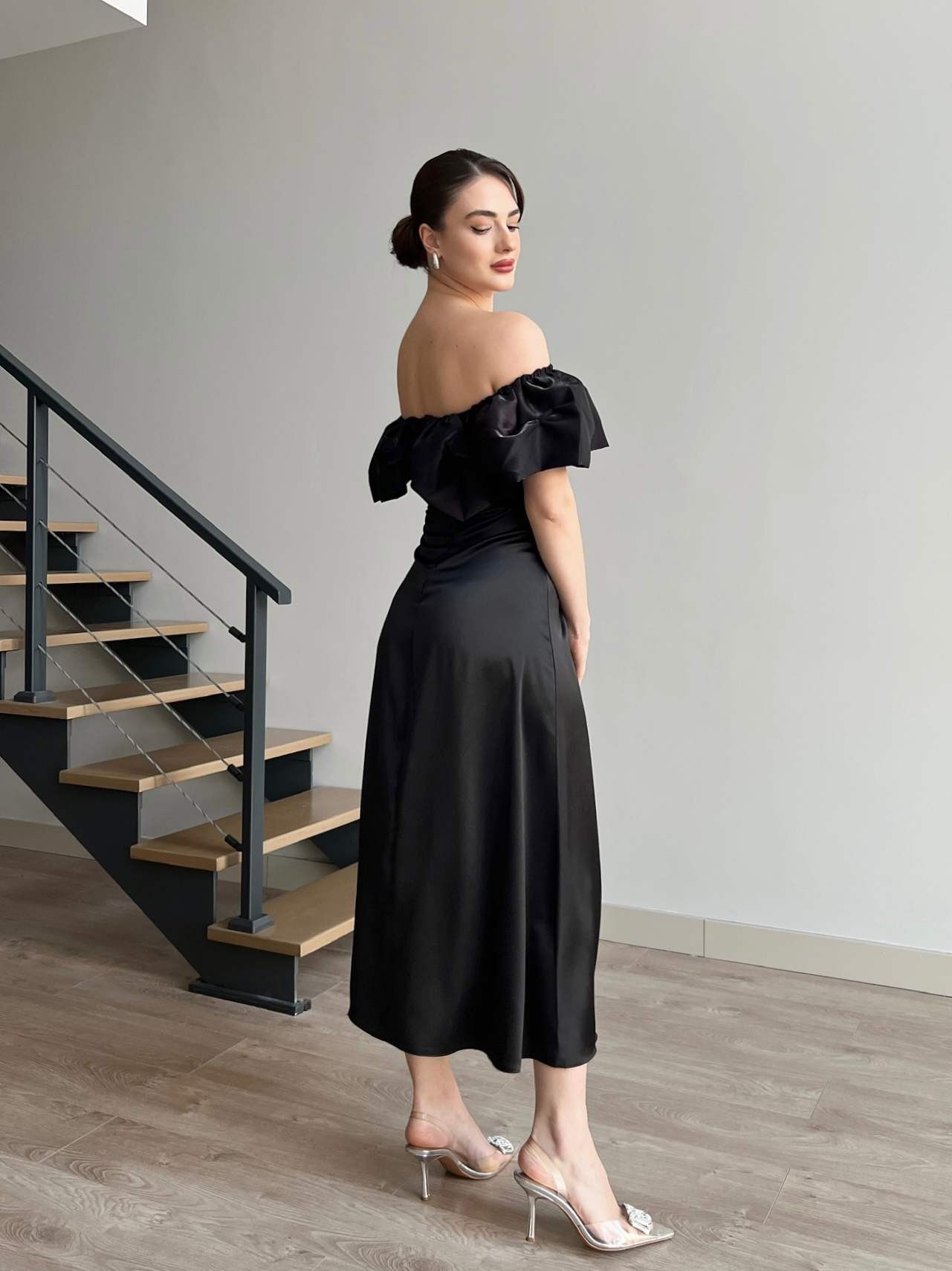 STONES Midi Elbise - Siyah