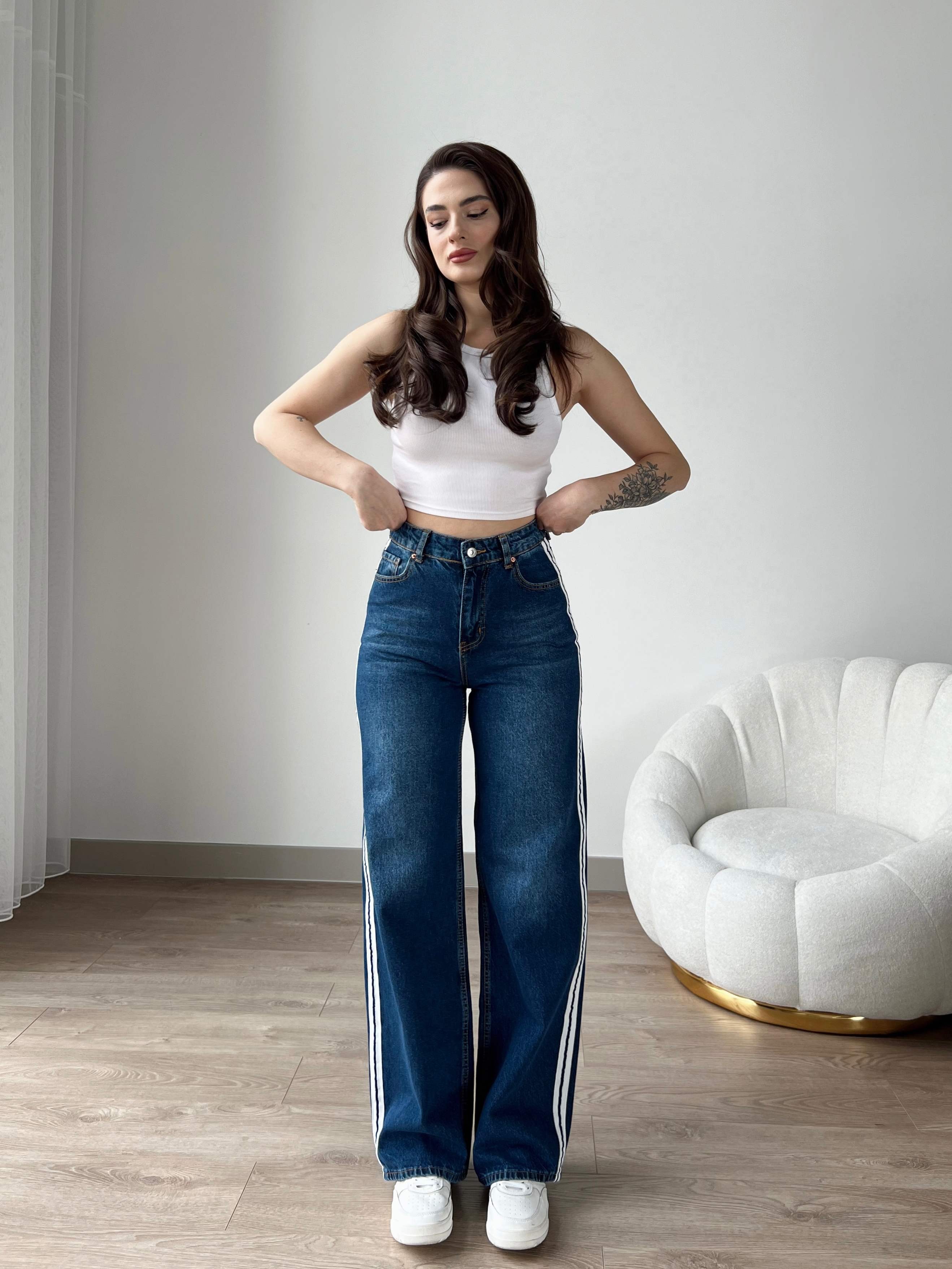 Yanı Şeritli Wide Leg Jean