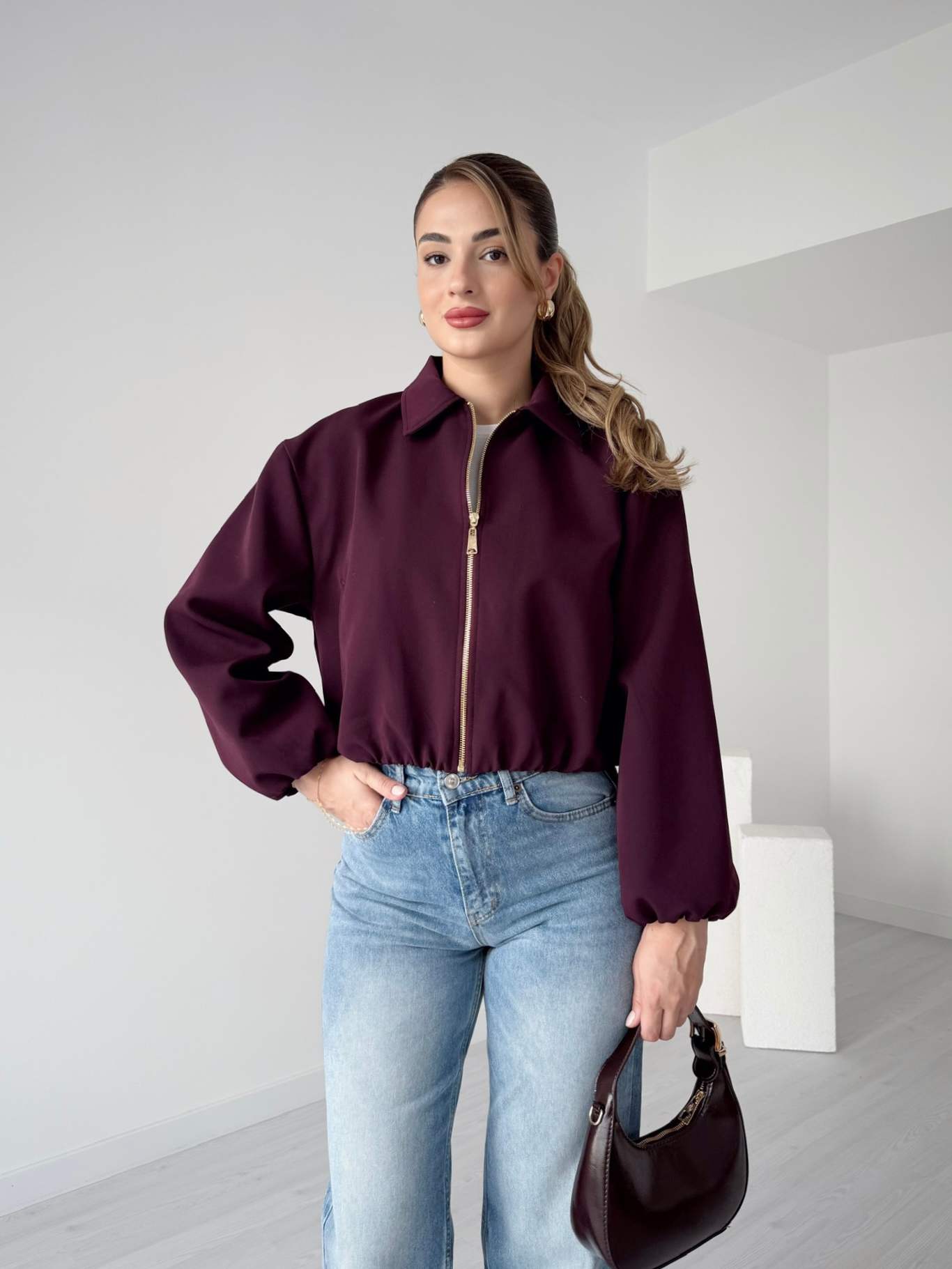Gold Fermuarlı Astarlı Bomber