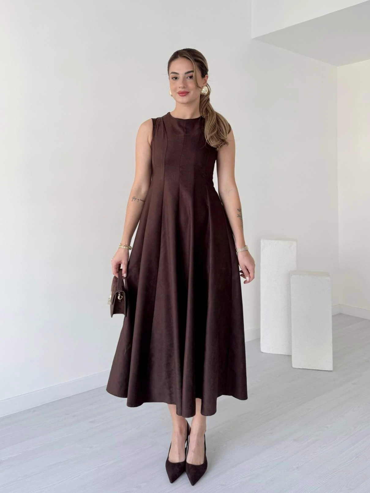 Midi Boy EMILIA Süet Elbise