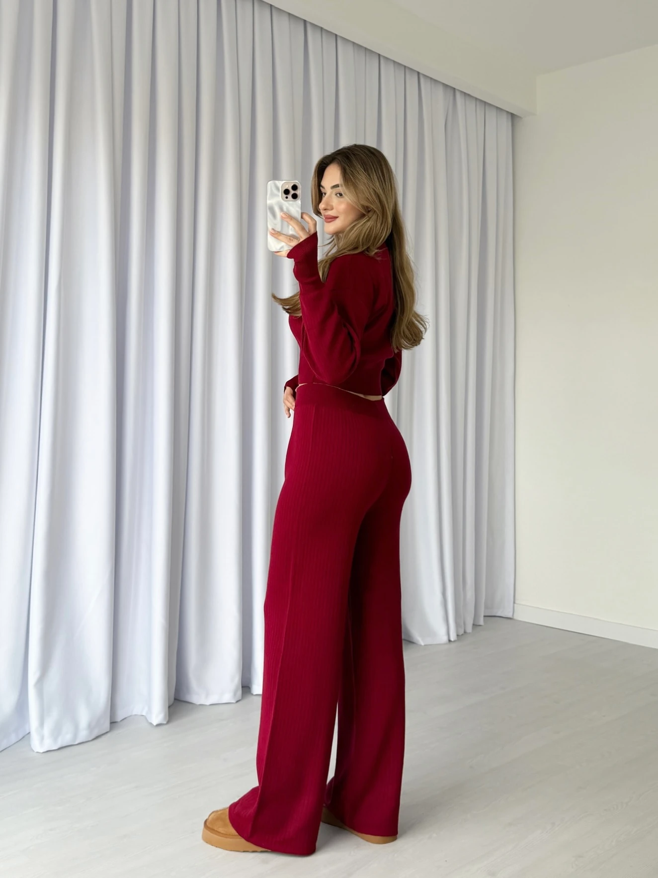 Parmak Geçirmeli Crop Triko Takım