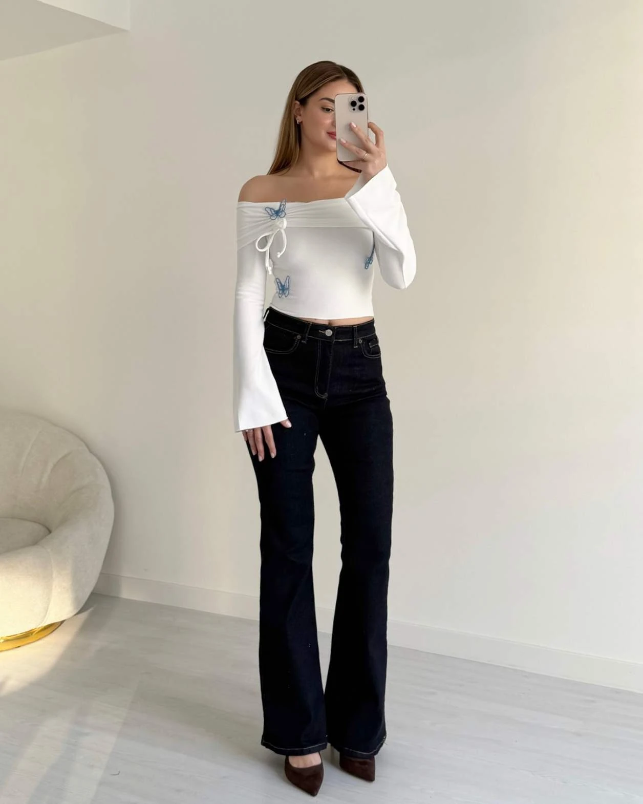 Madonna Yaka Kelebekli Bluz