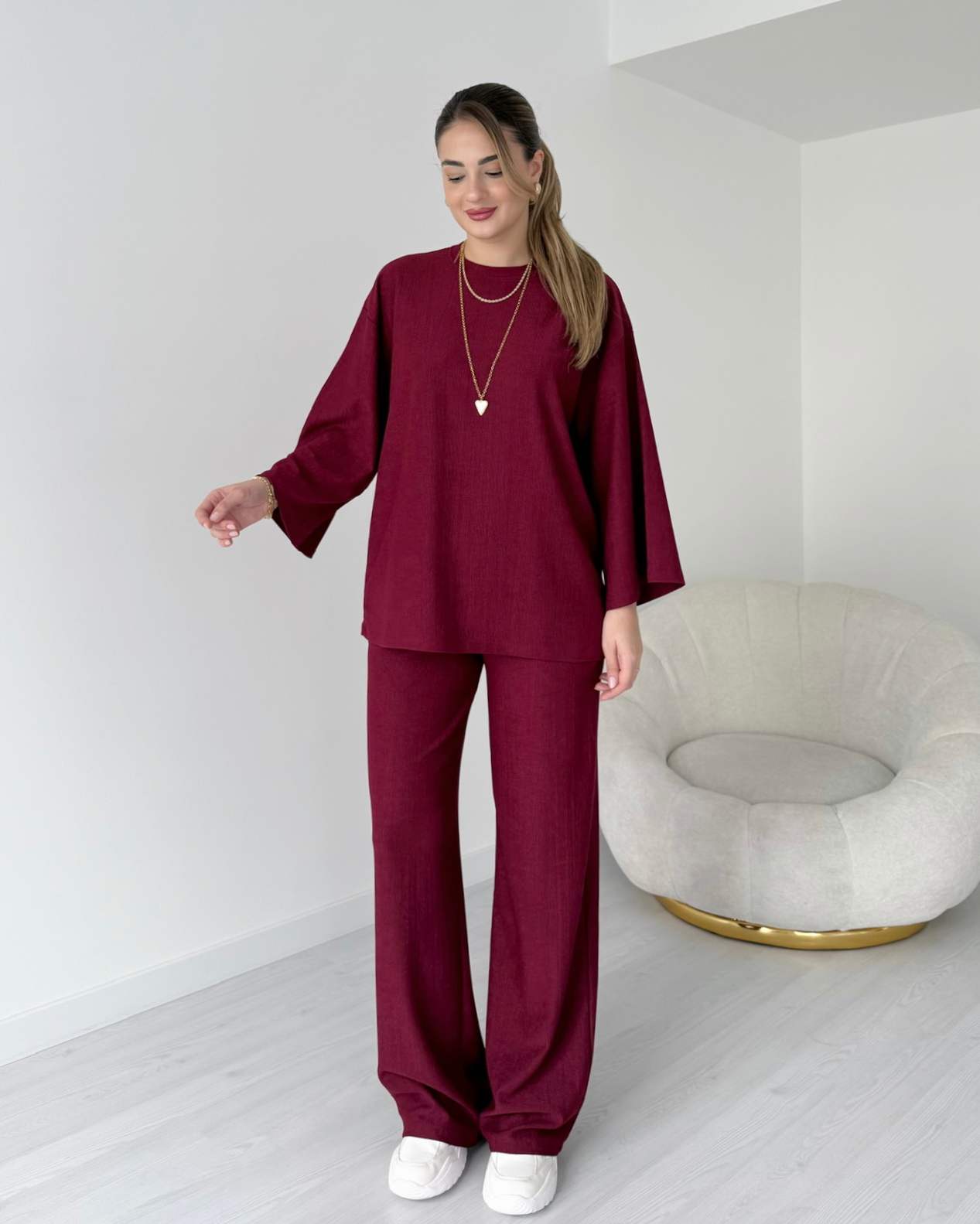 Rahat Kesim Gofre Kumaş İkili Takım