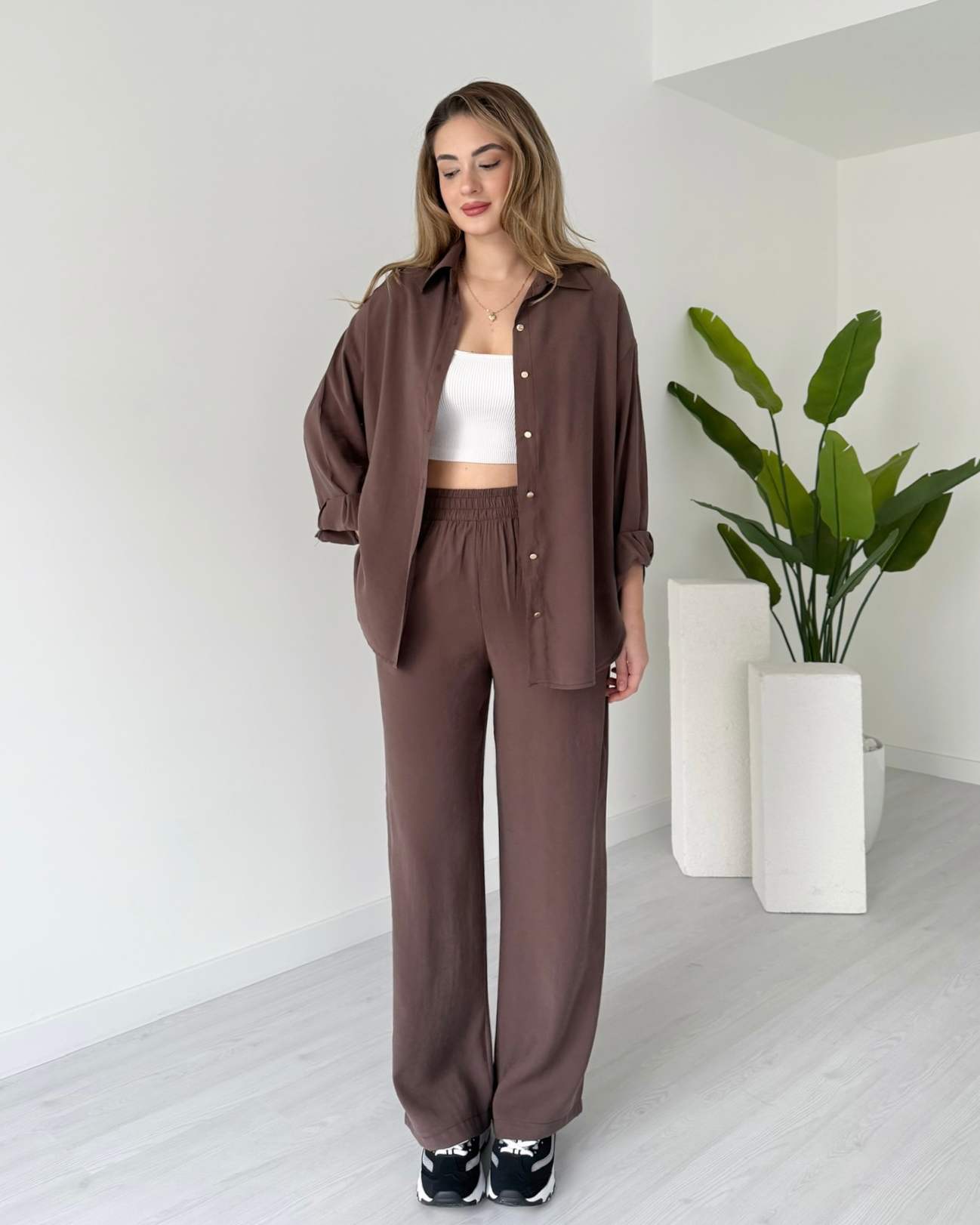 Tensel Kumaş Gömlek Pantolon Takım