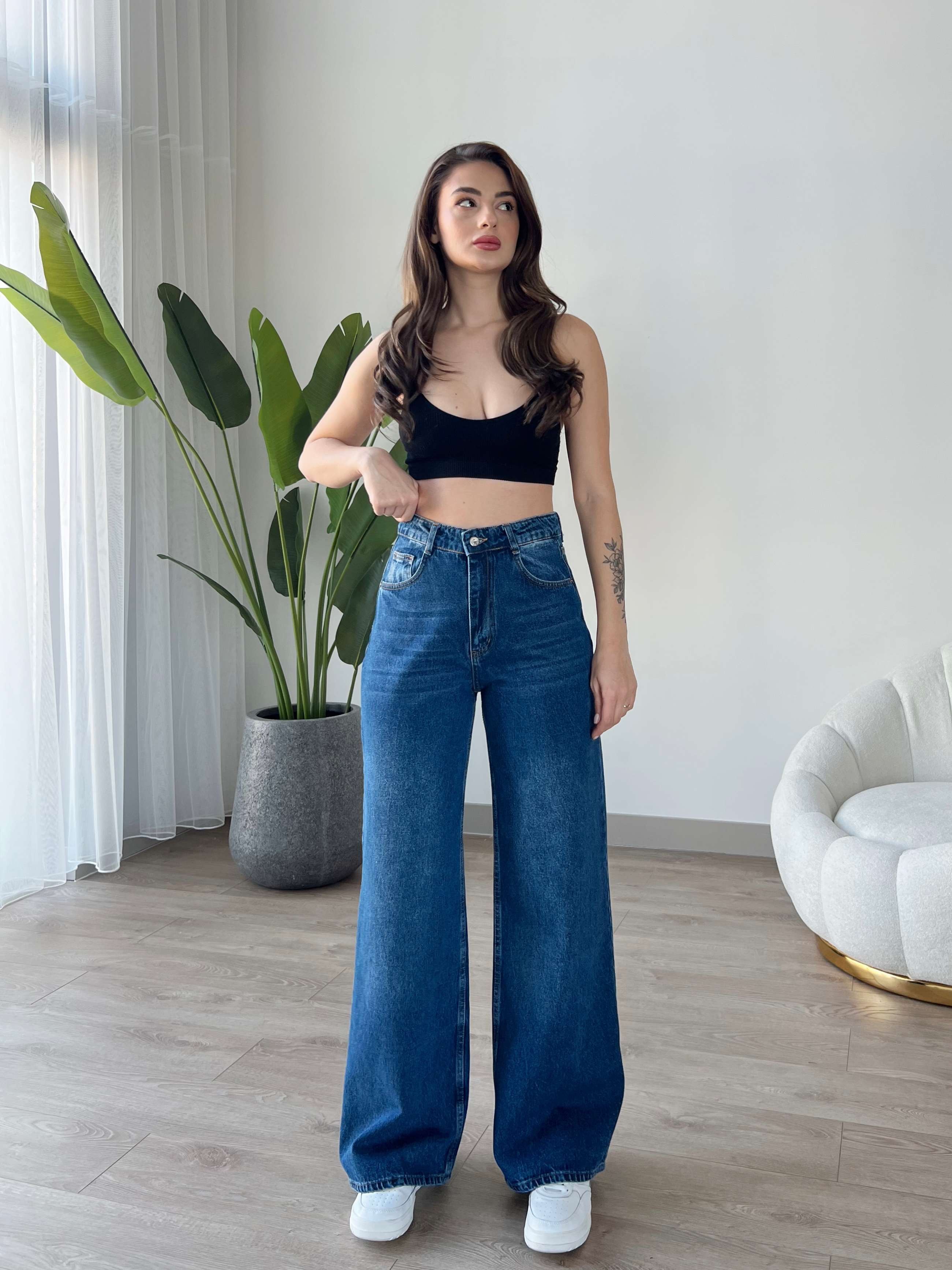 Koyu Mavi Baggy Jean