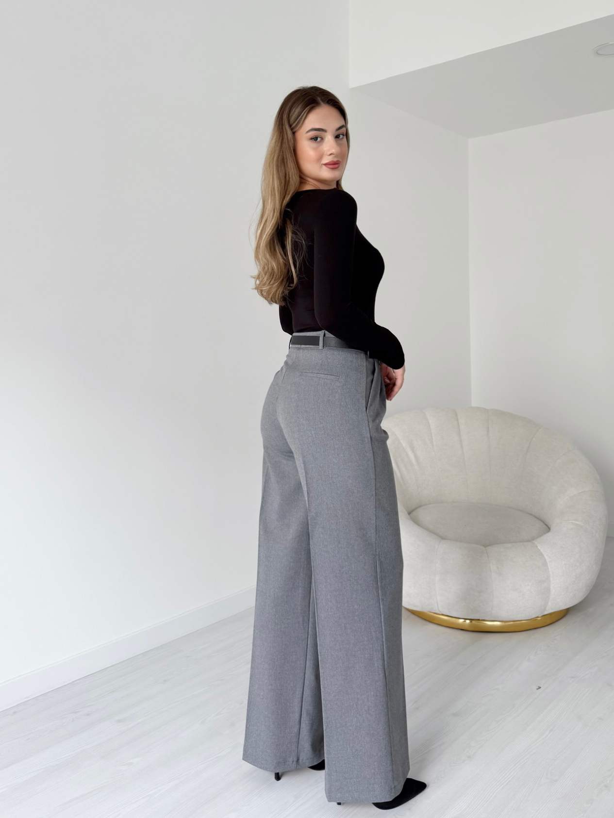 Yün Efekt Pilili Palazzo Pantolon