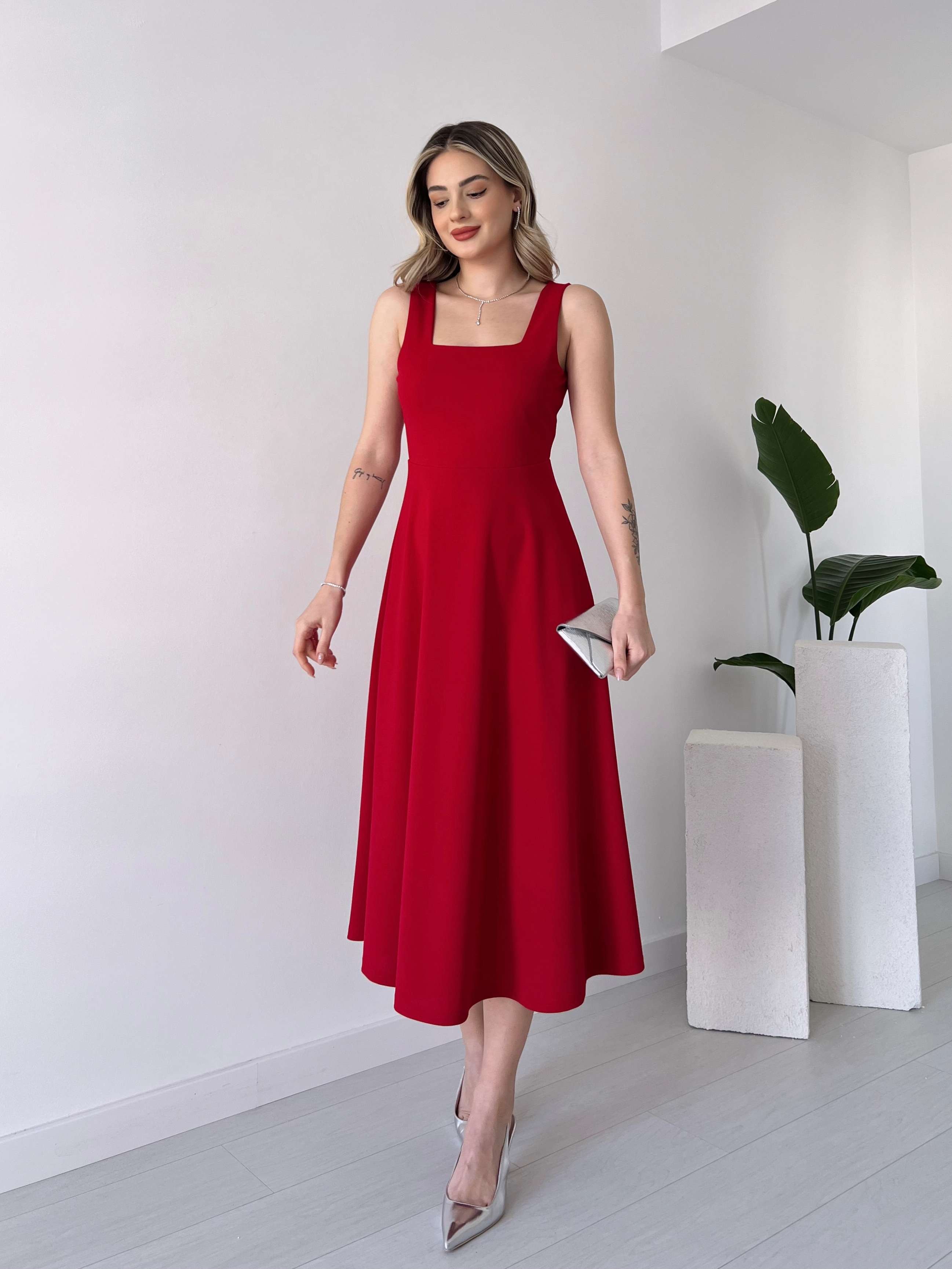 Askılı BELLINGHAM Elbise - Kırmızı