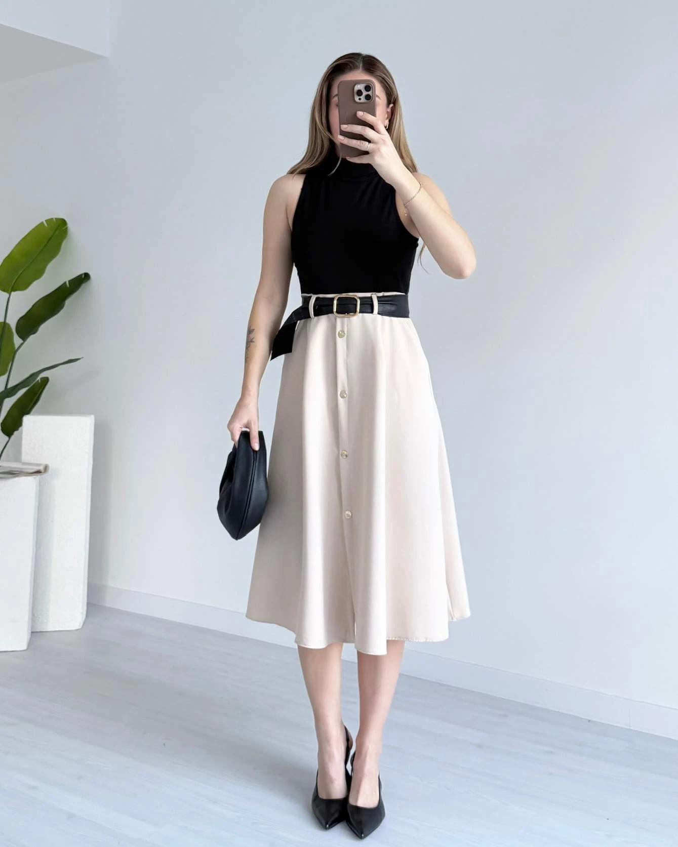 Balıkçı Yaka Çift Renkli EDSON Elbise