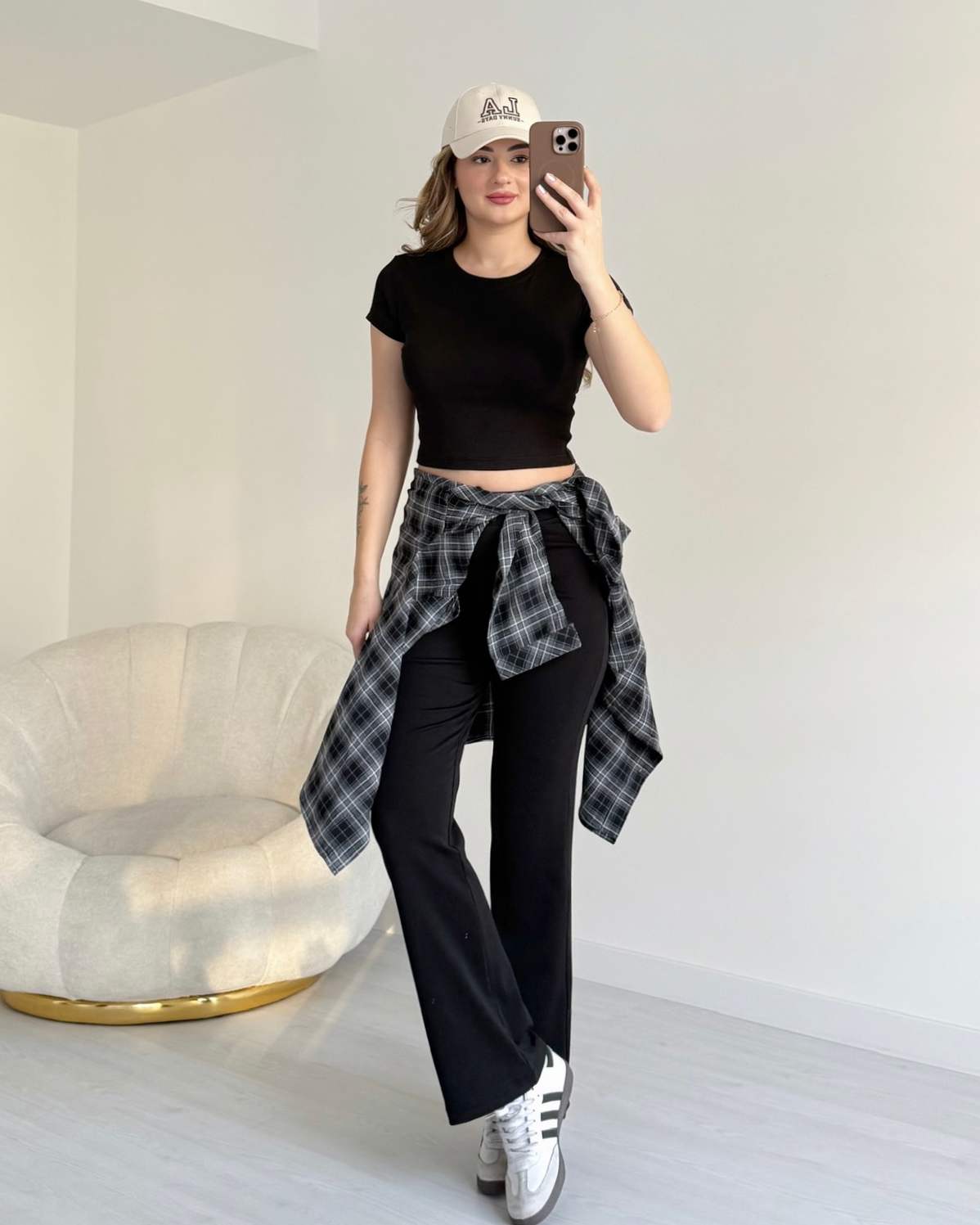 Kısa Kollu Crop Penye Takım - Siyah