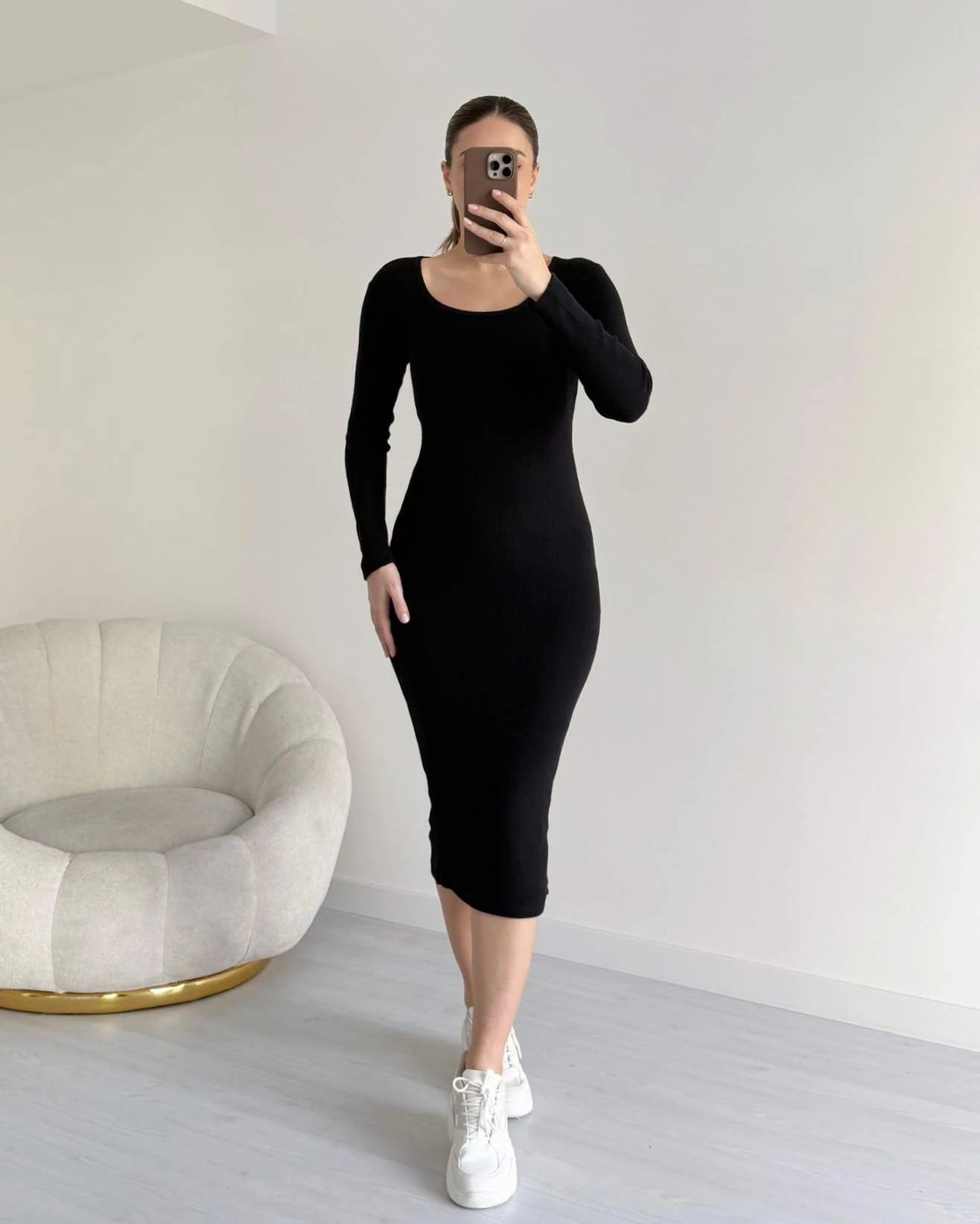 U Yaka Yumoş Basic Elbise