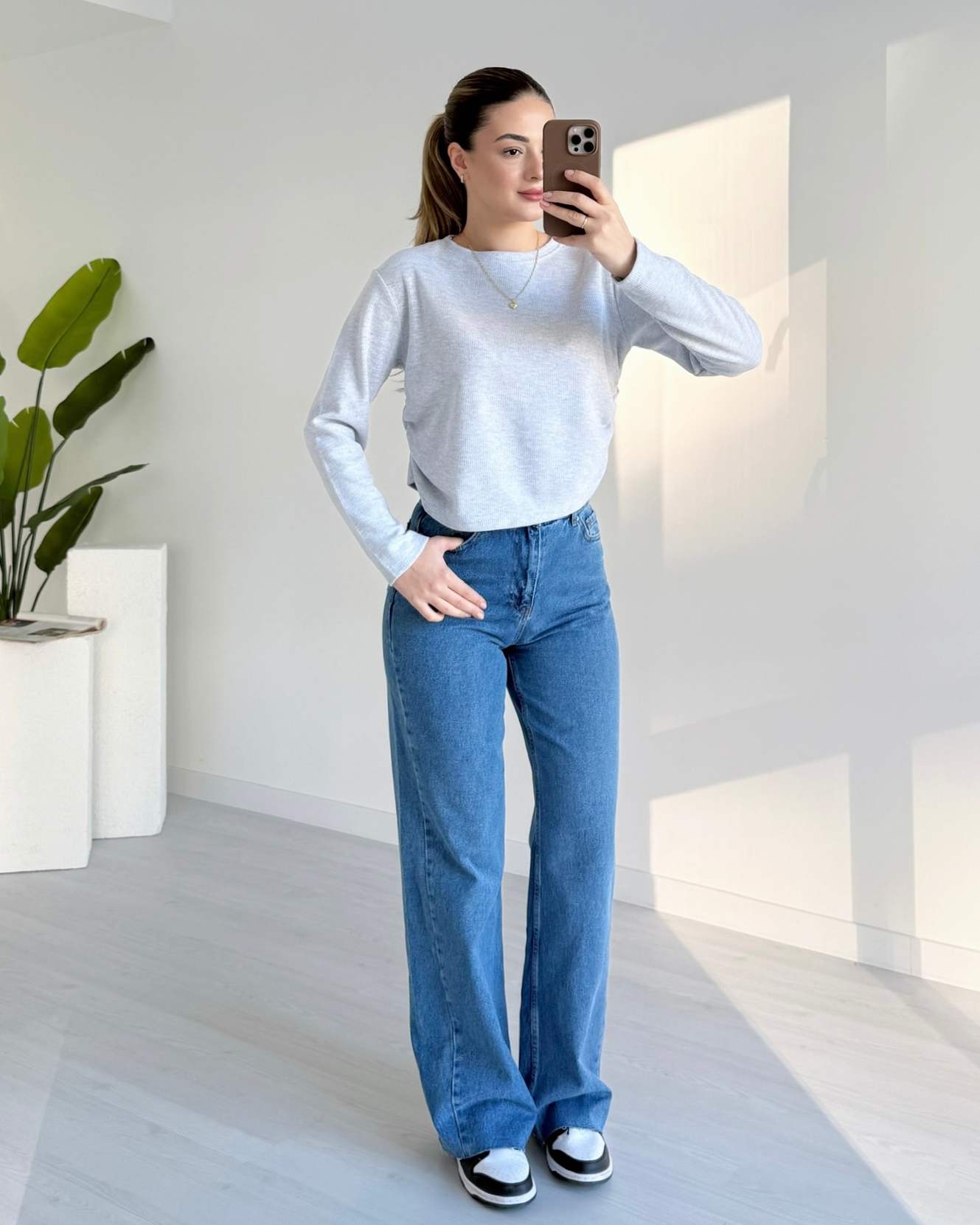 Yanı Büzgülü Soft Dokulu Bluz - Gri