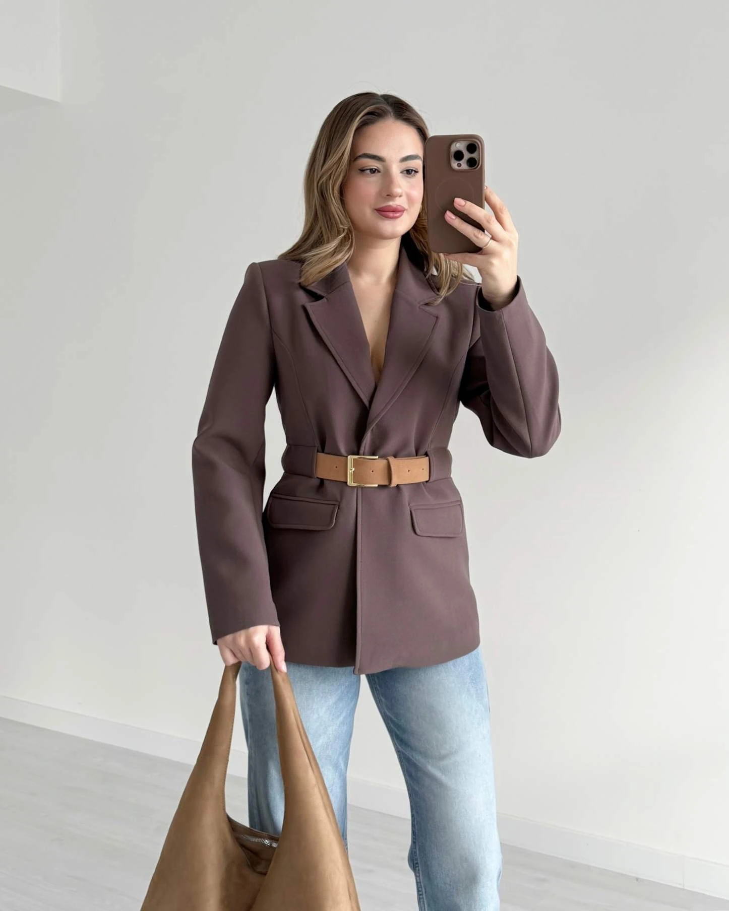 Kemer Detaylı Vizon Ceket - Vizon