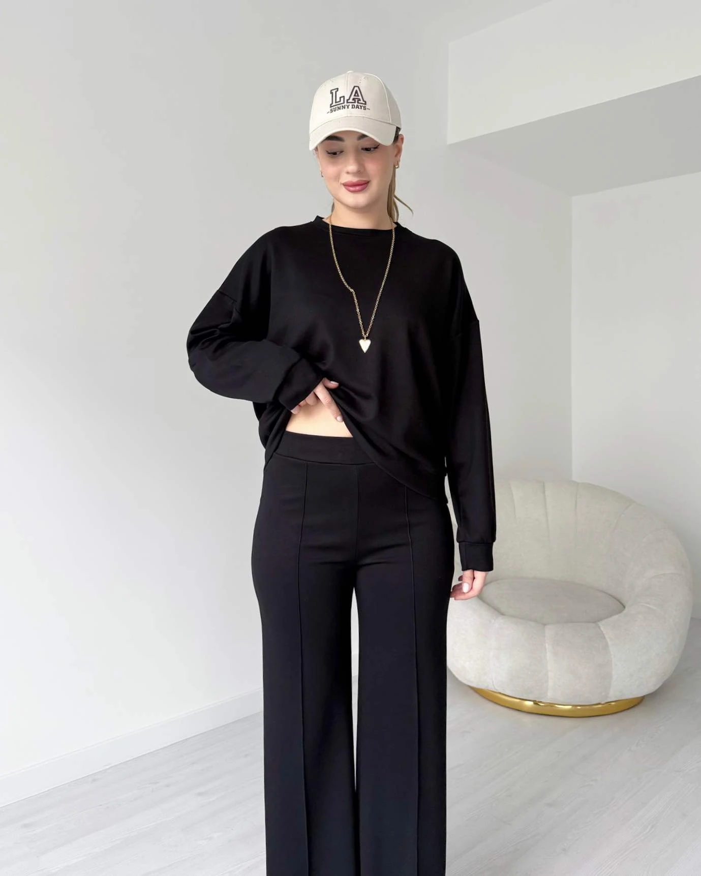 Oversize Kalıp Oysh Modal İkili Takım - Siyah