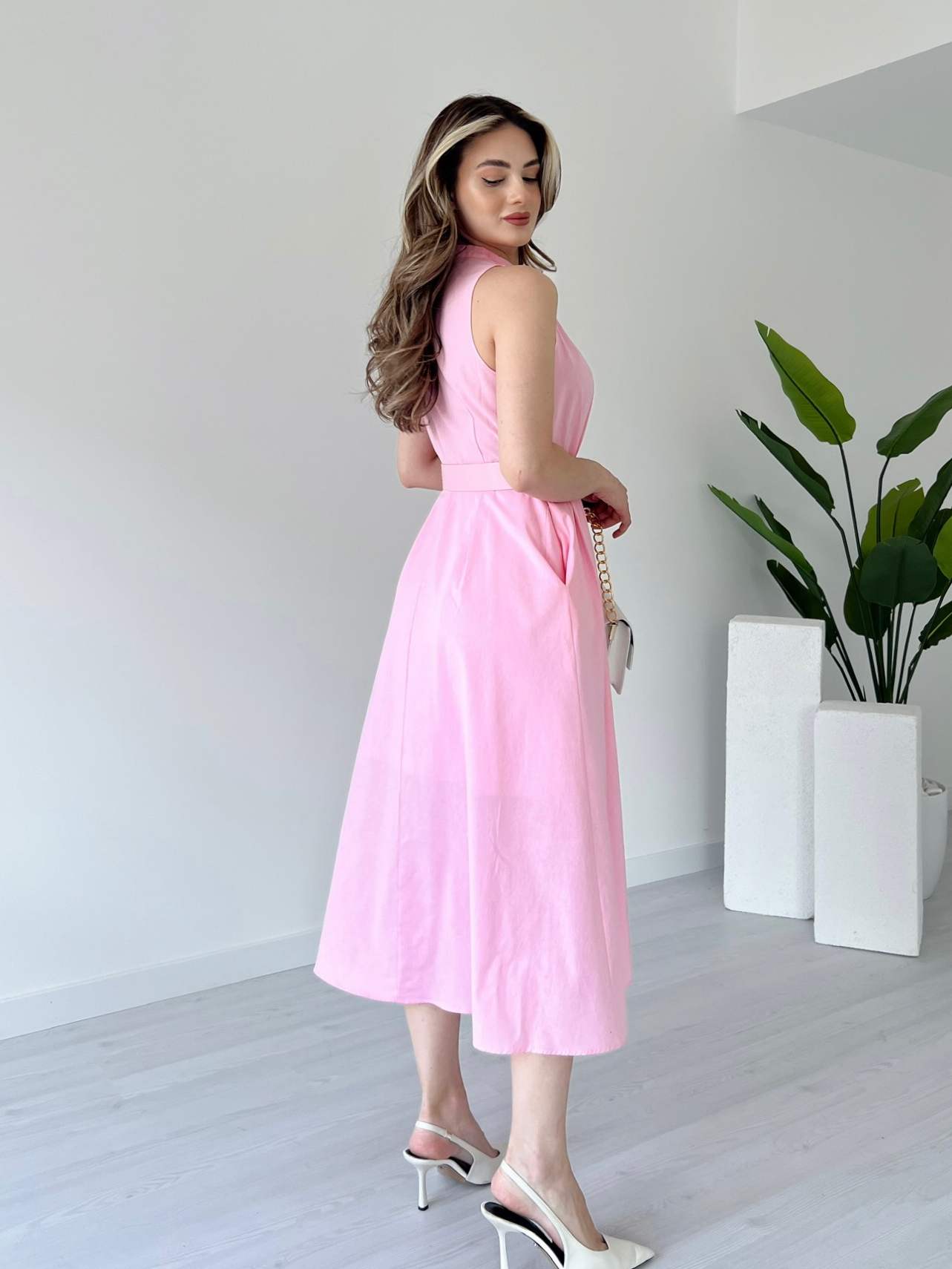 Astarlı Midi Boy Poplin Elbise