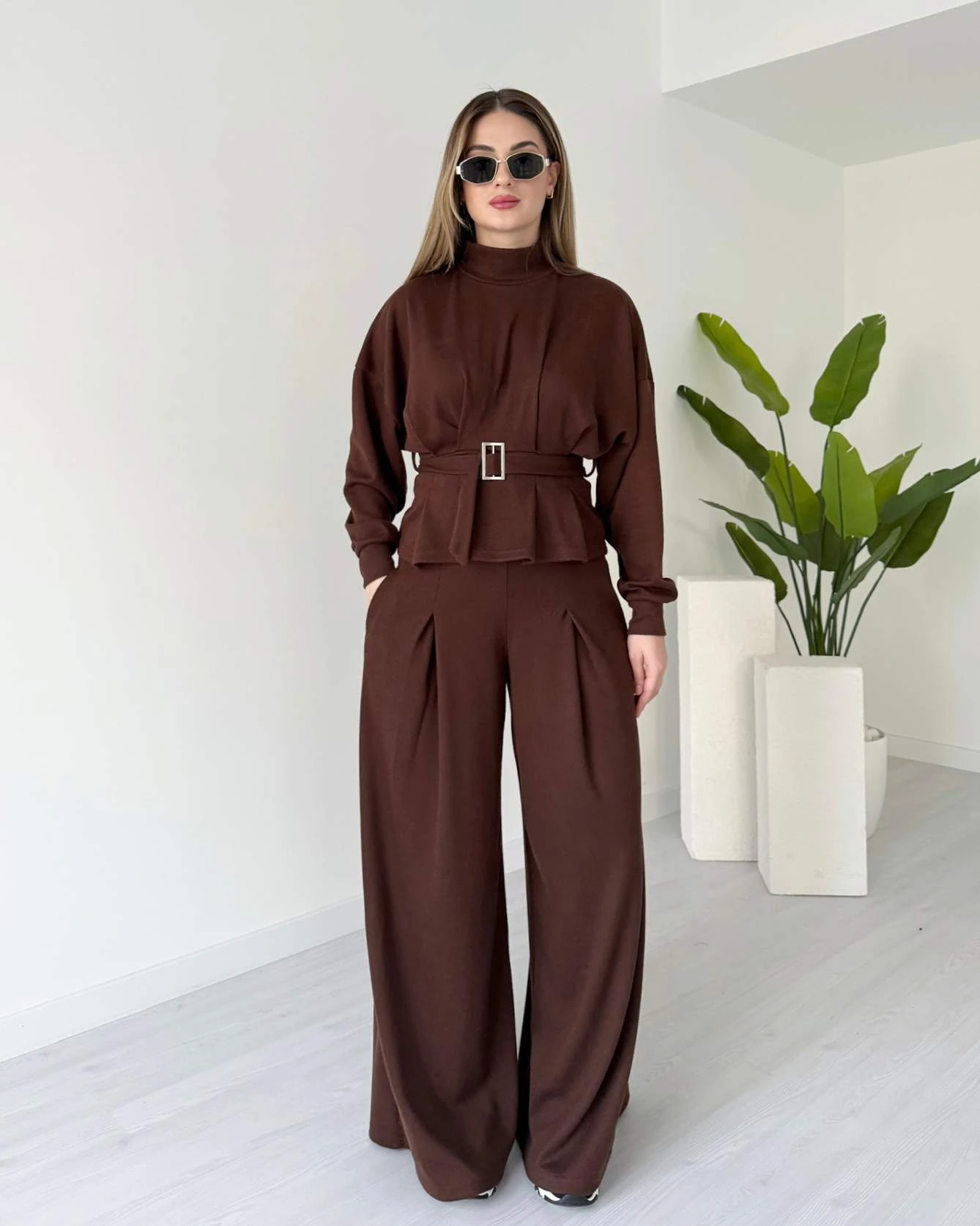 Pens Detaylı İkili Takım - Kahve