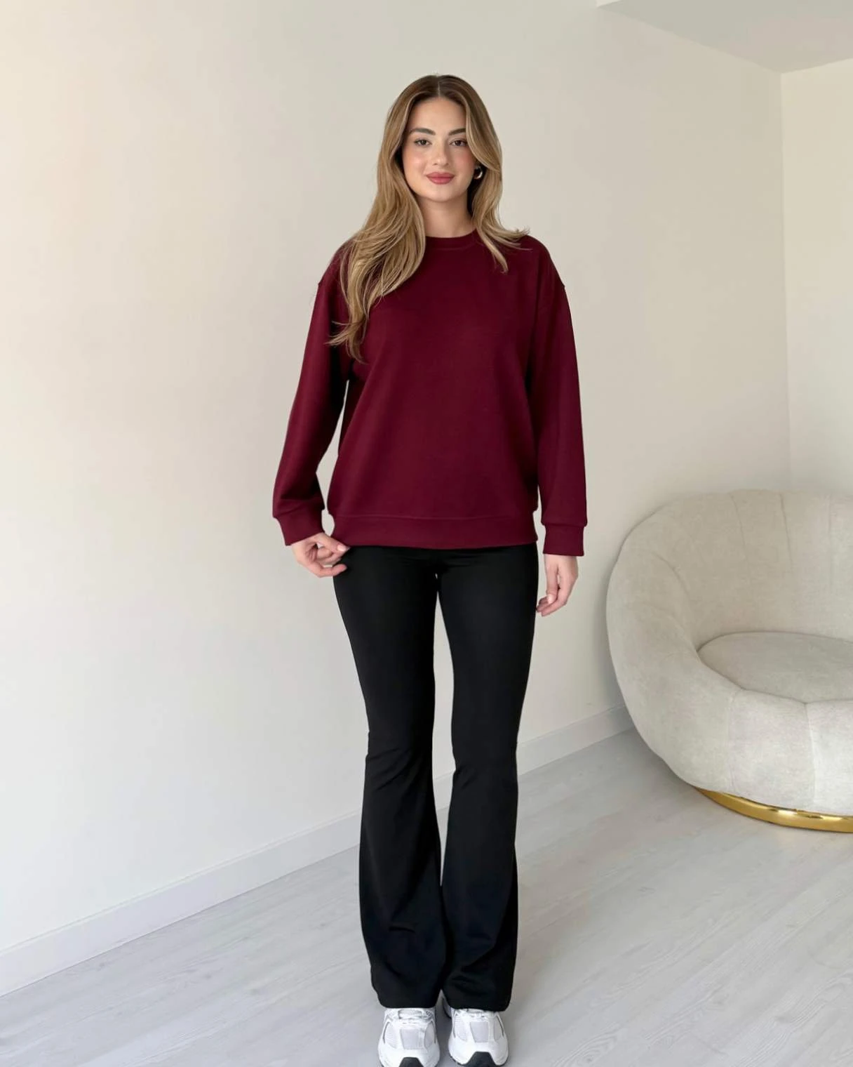 Modal Kumaş Oversize Basic Sweatshirt